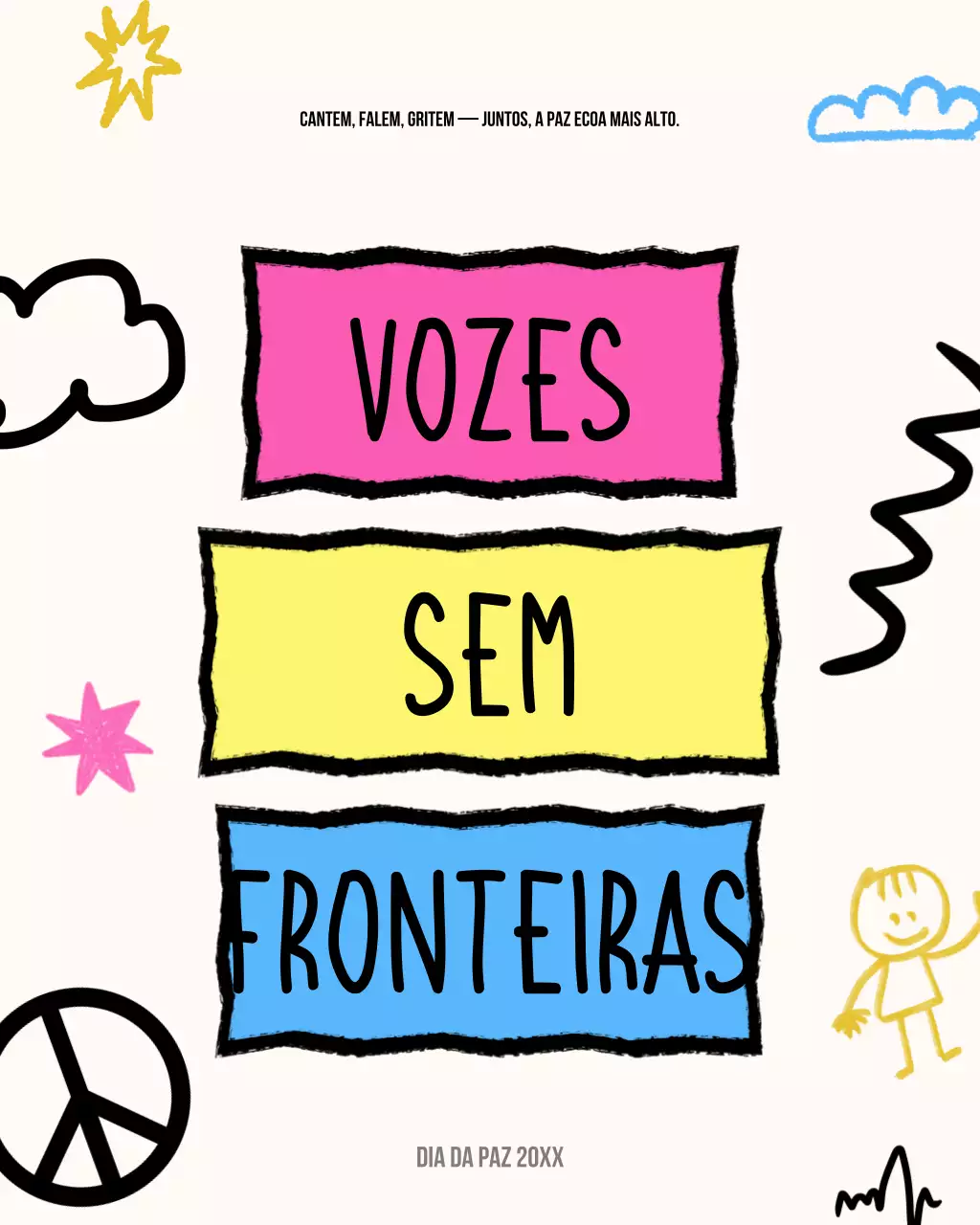 Postagem colorida e divertida de anúncio de paz no Instagram