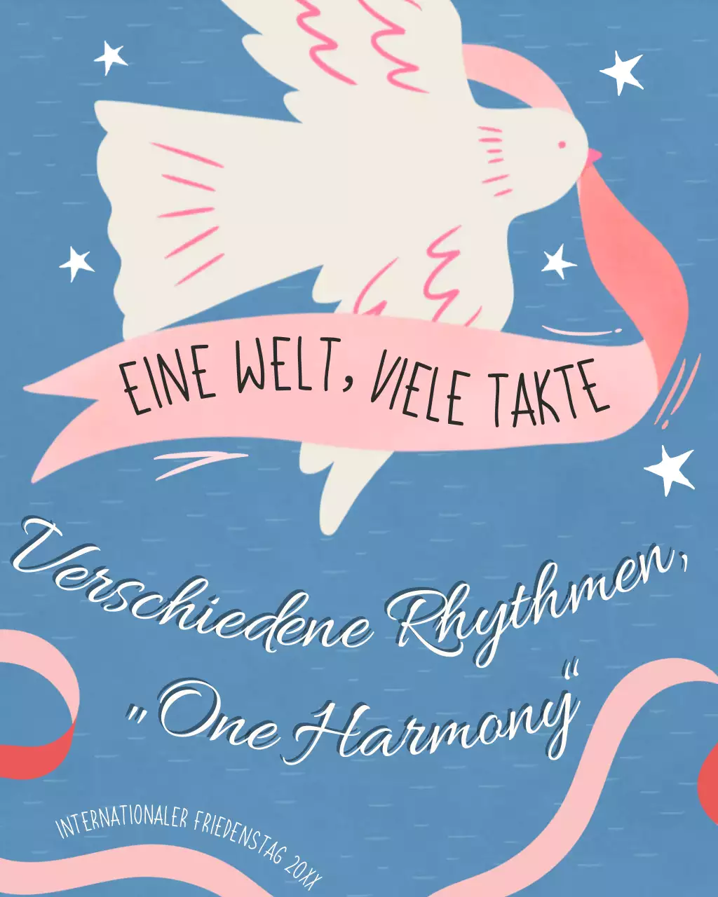 Blauer und rosa illustrativer moderner Instagram-Beitrag zum Internationalen Friedenstag