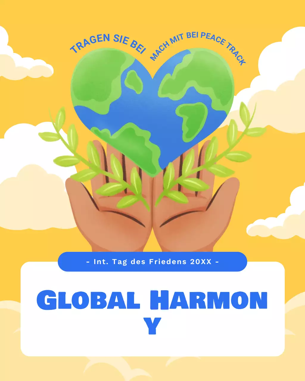 Blauer und grüner illustrativer Instagram-Post zum Internationalen Friedenstag