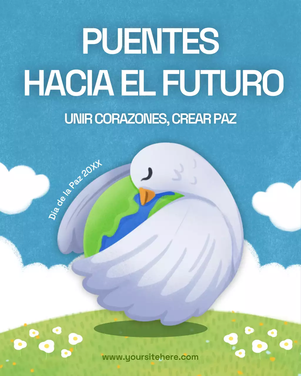 Publicación de Instagram del anuncio de paz artística azul