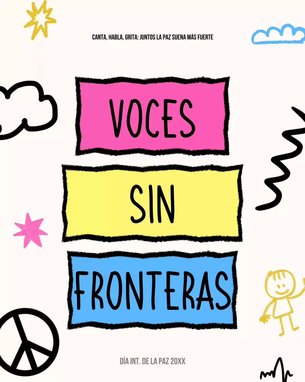 Publicación de Instagram con un anuncio de paz colorido y divertido