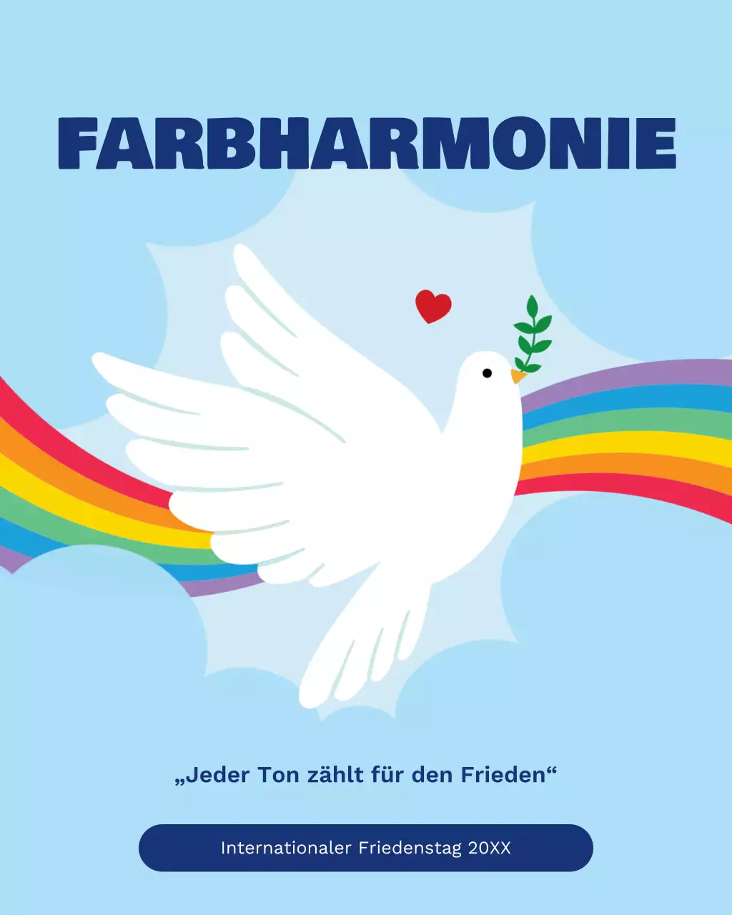 Blauer illustrativer Instagram-Beitrag zum Internationalen Friedenstag