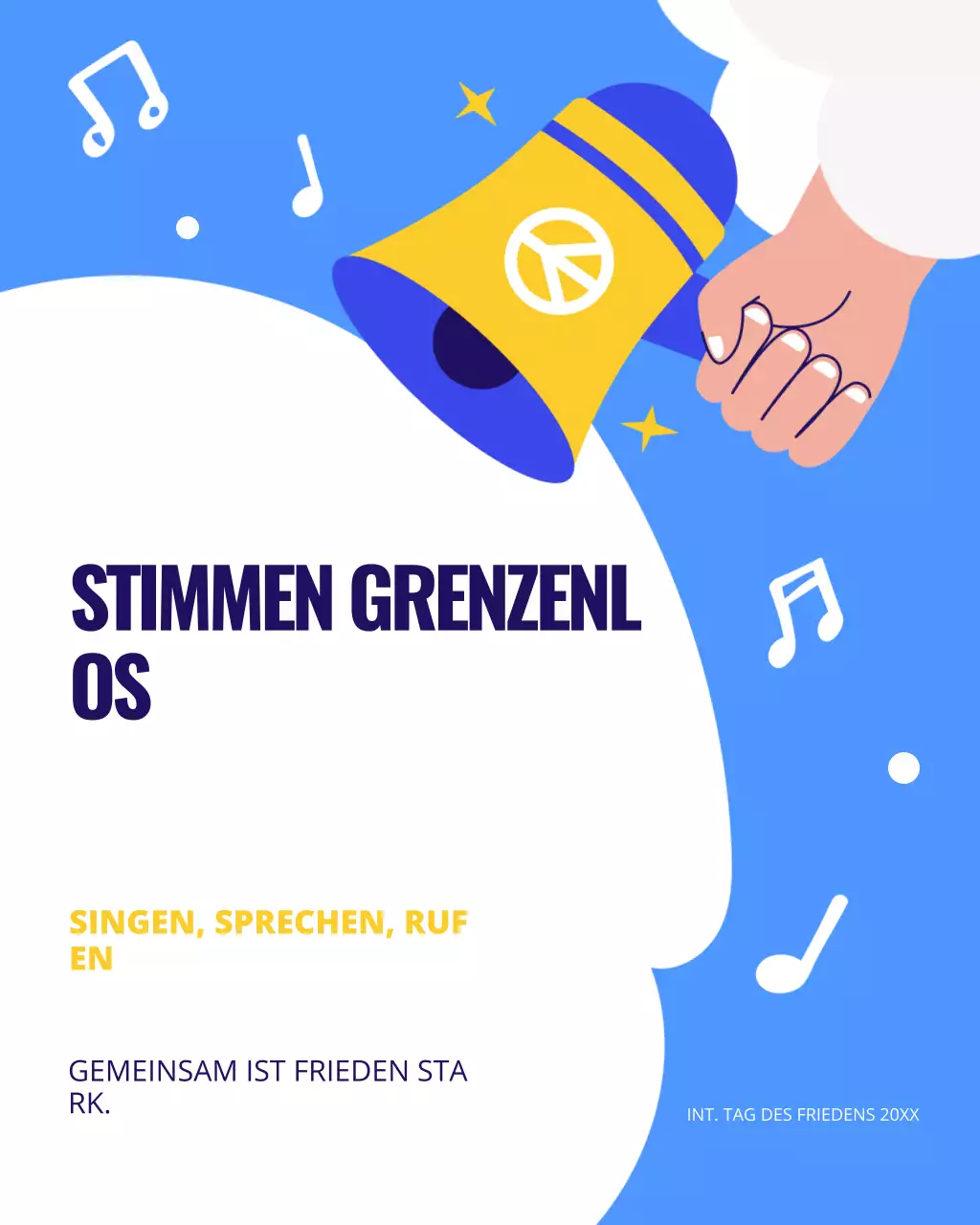 Blau-weißer illustrativer Instagram-Beitrag zum Internationalen Friedenstag