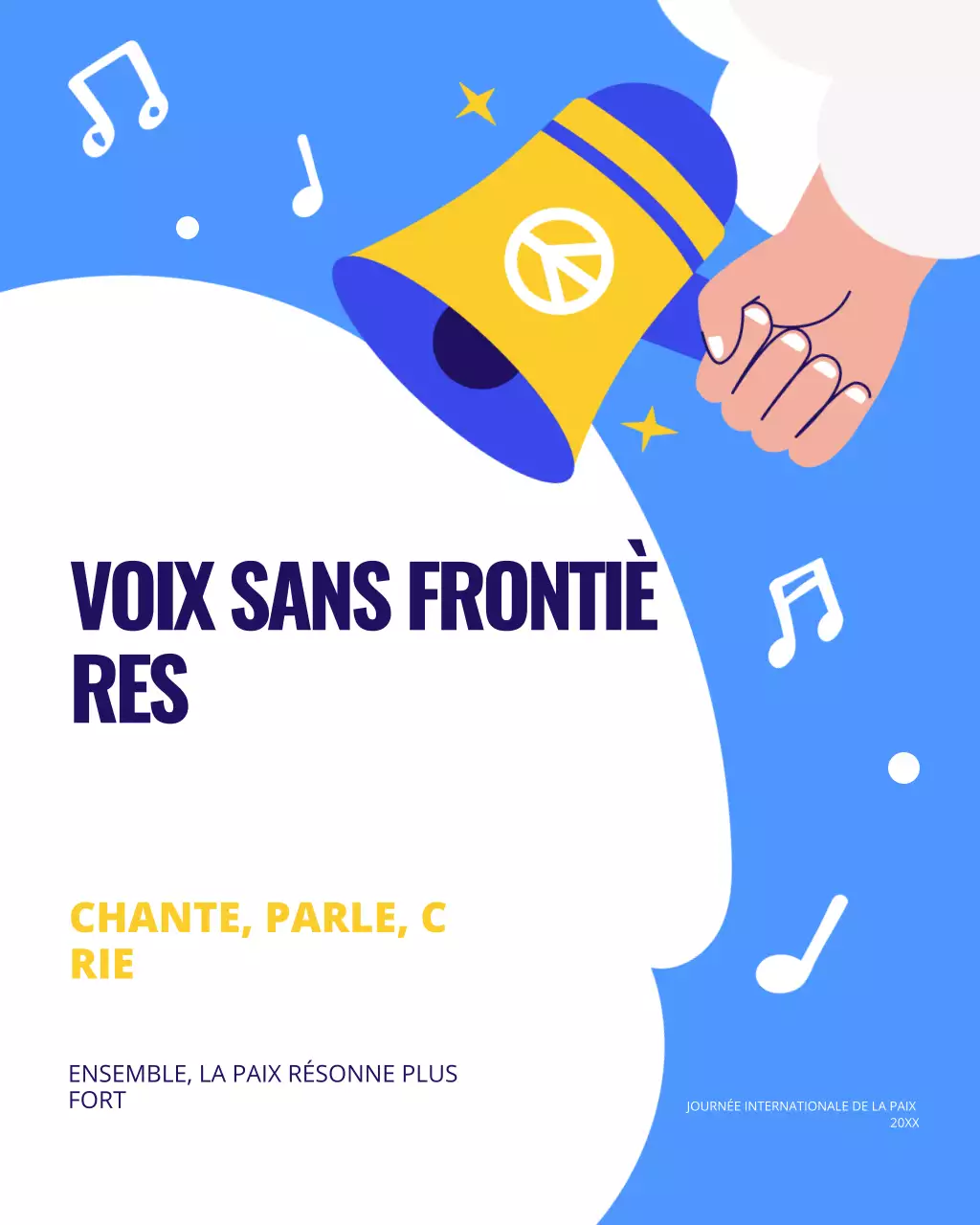 Publication Instagram illustrative en bleu et blanc sur la Journée internationale de la paix