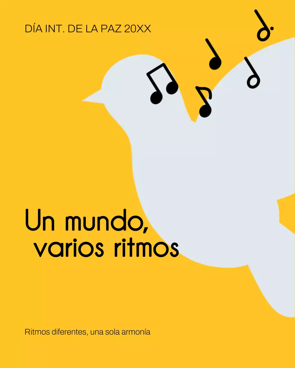 Publicación de Instagram con el anuncio de paz minimalista en amarillo