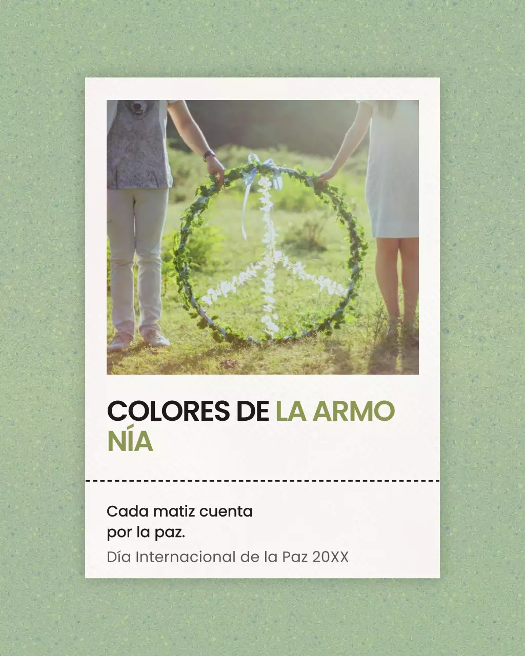 Publicación de Instagram del anuncio de paz minimalista verde