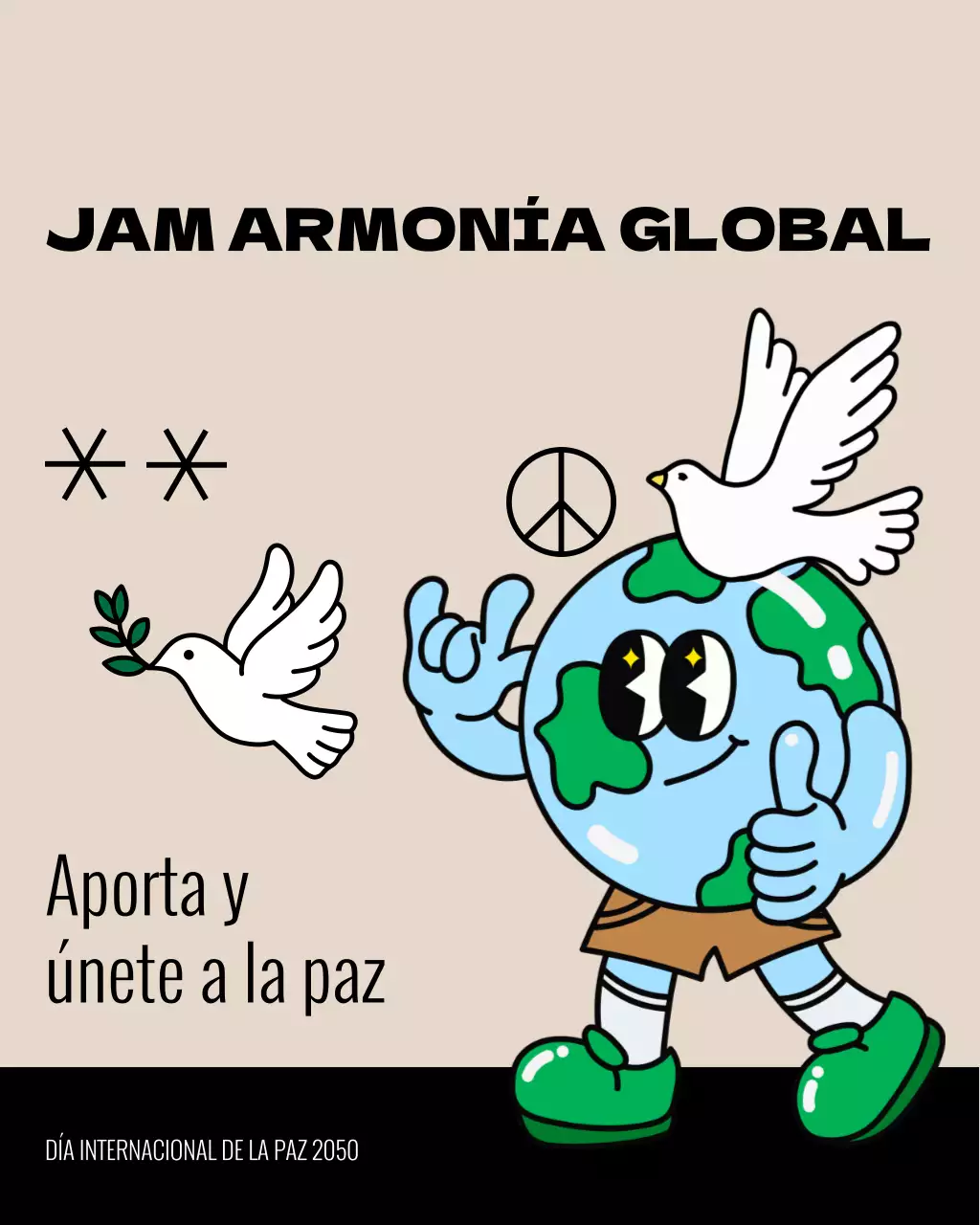 Publicación de Instagram del evento de paz retro beige