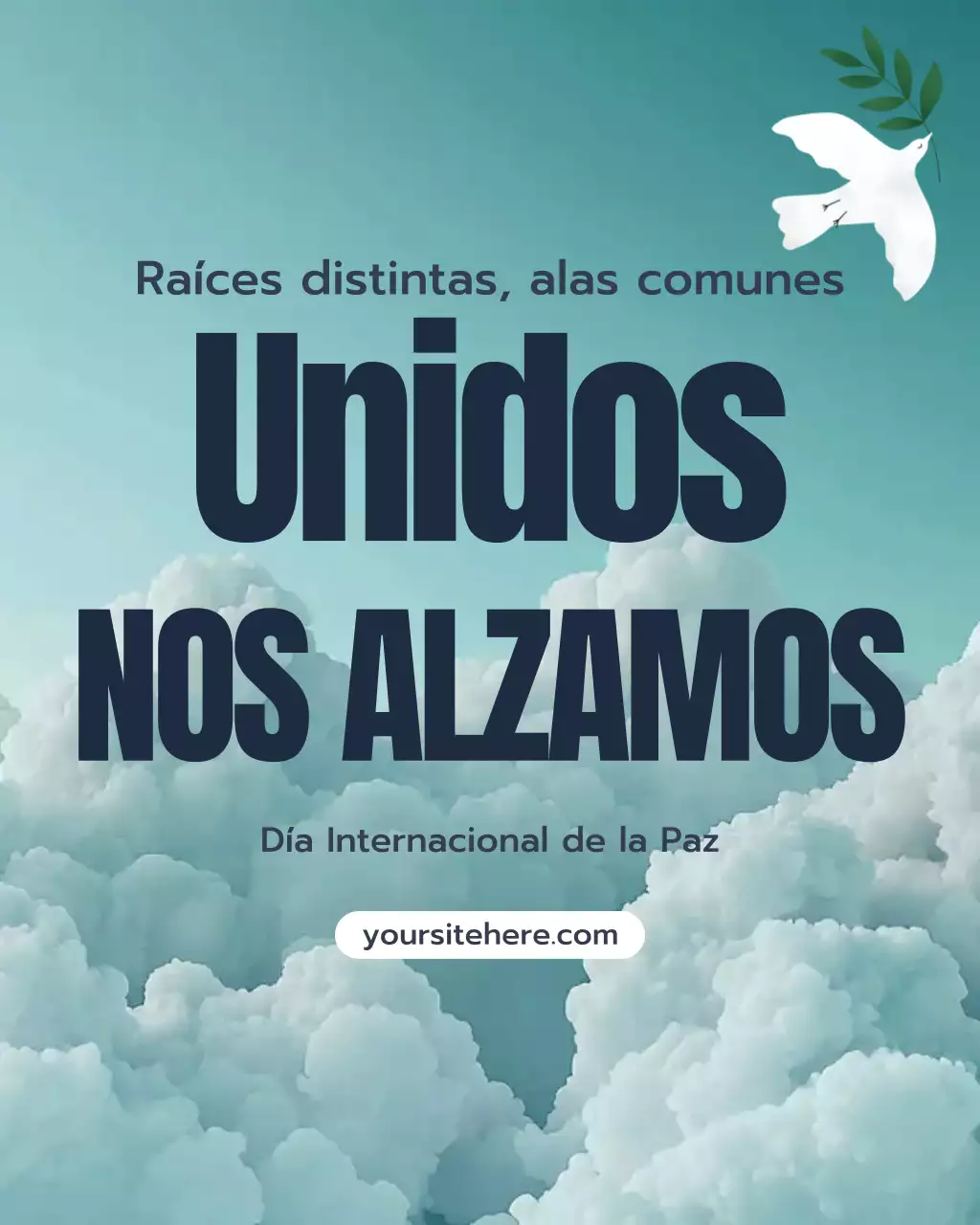 Publicación de Instagram con un elegante anuncio de paz en verde azulado