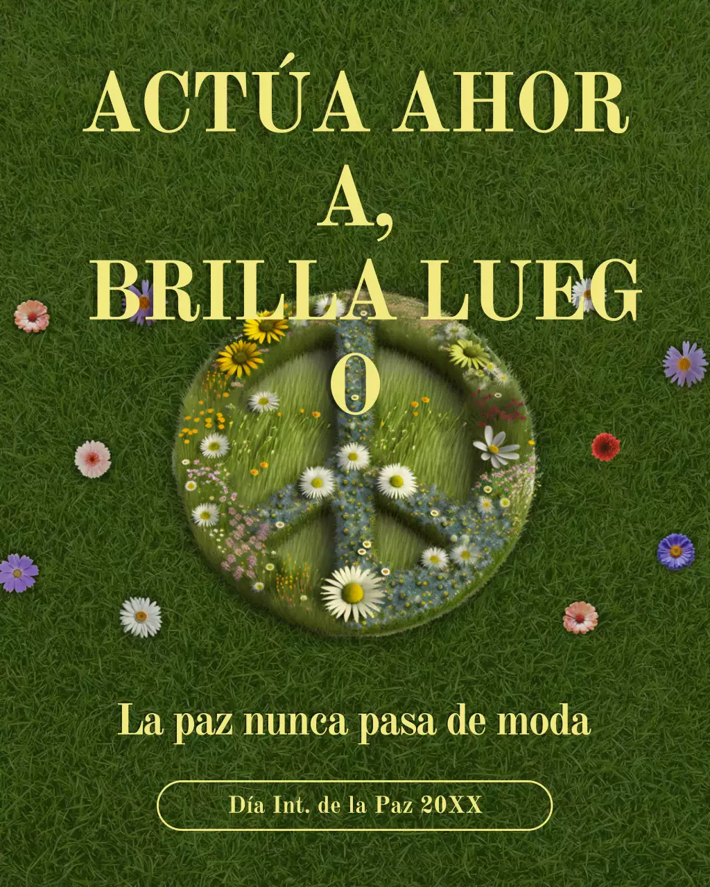 Publicación de Instagram del anuncio de paz floral verde