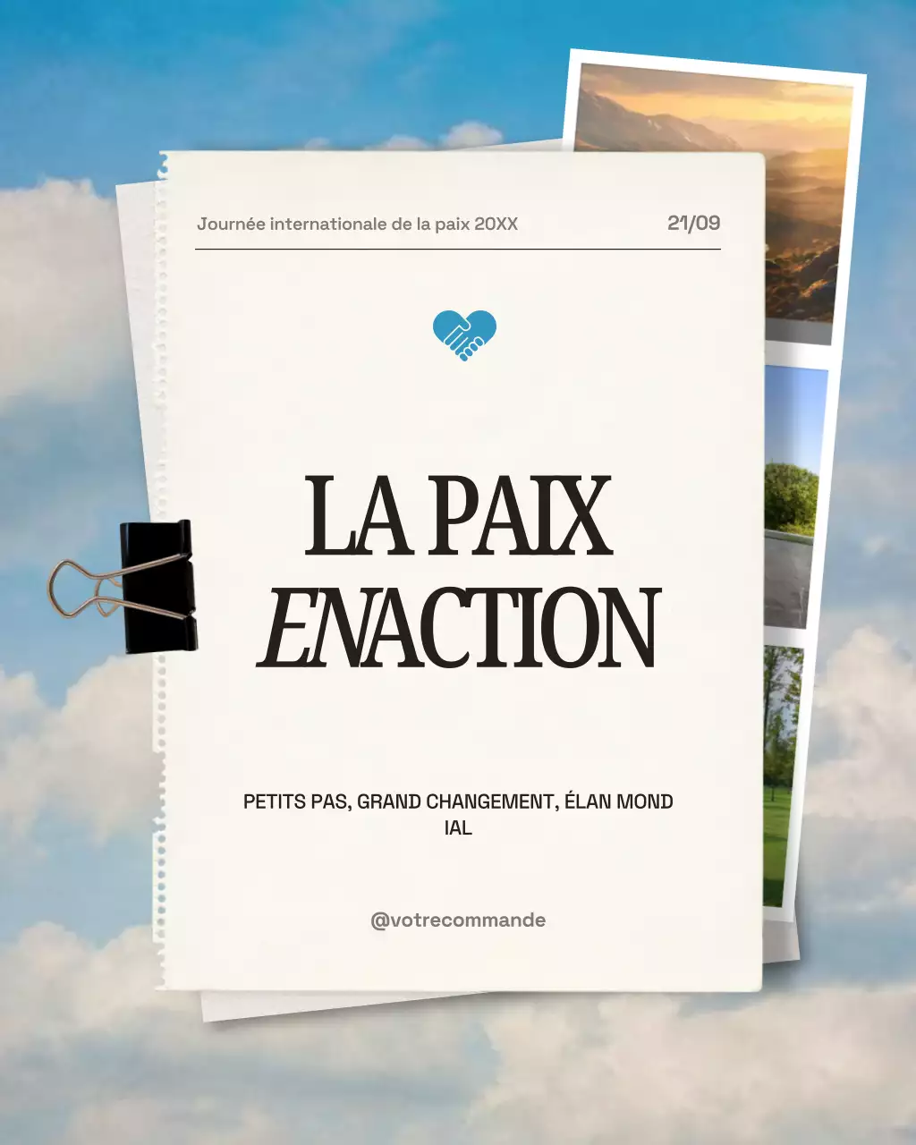 Publication Instagram d'annonce de paix moderne et blanche