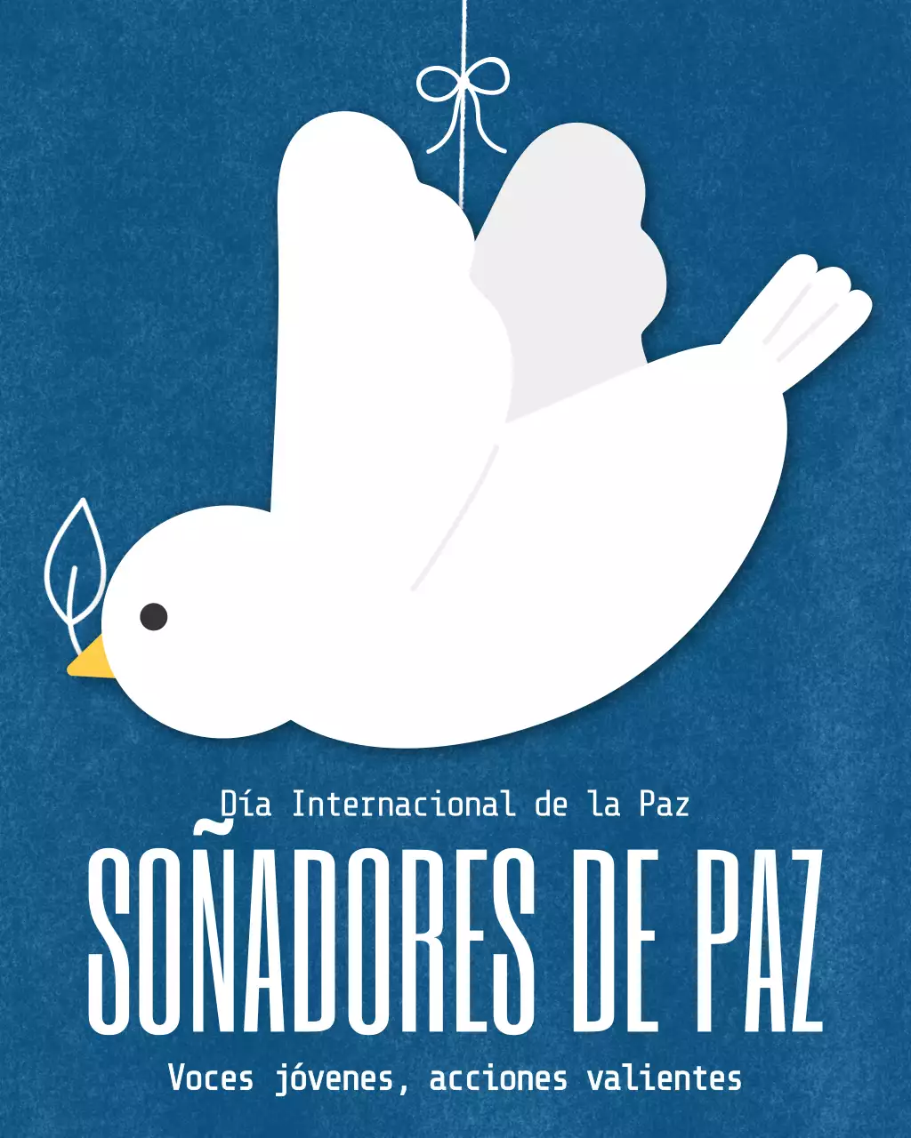 Publicación de Instagram con un anuncio de paz minimalista en azul