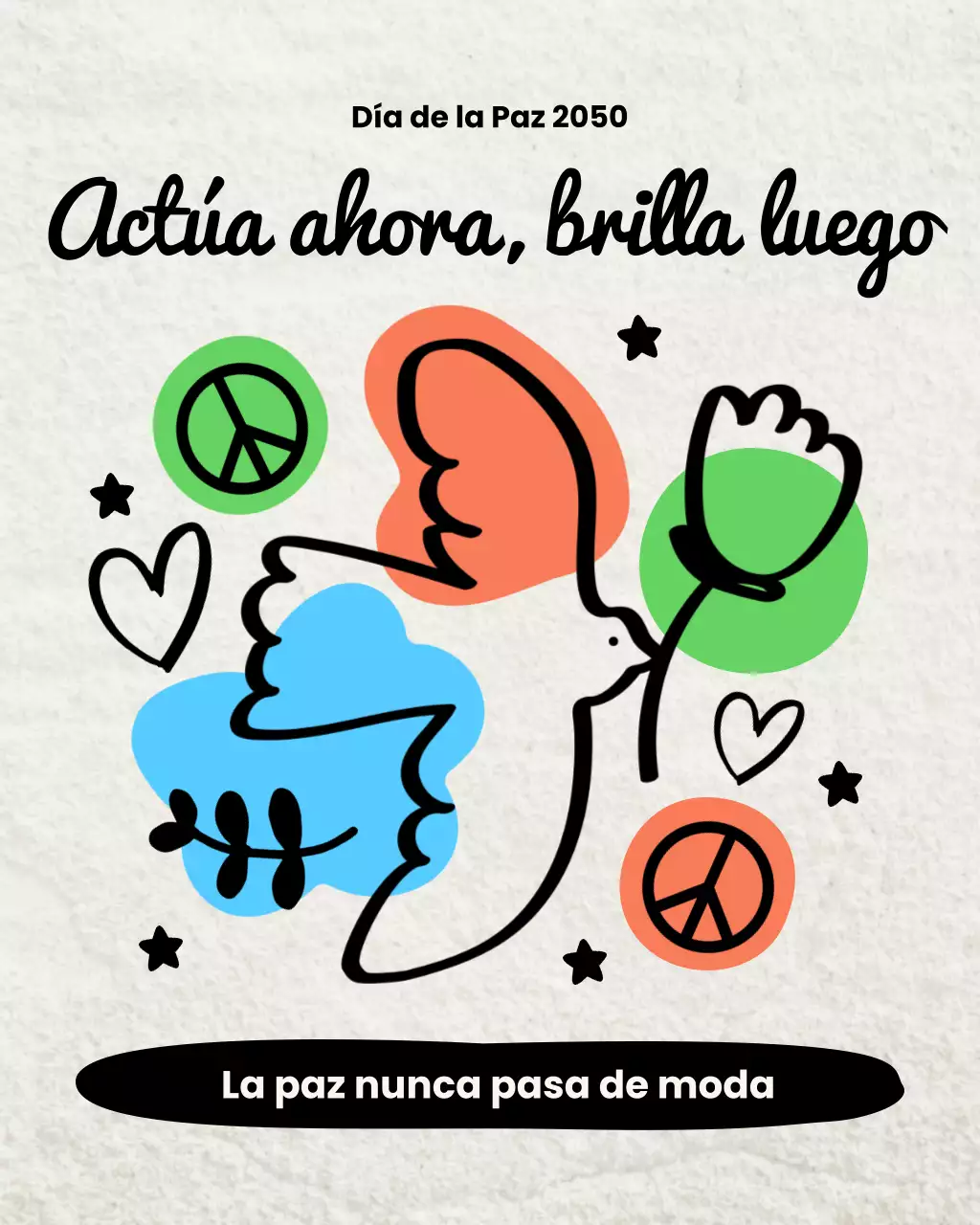 Publicación de Instagram del evento de paz con dibujos a mano alzada