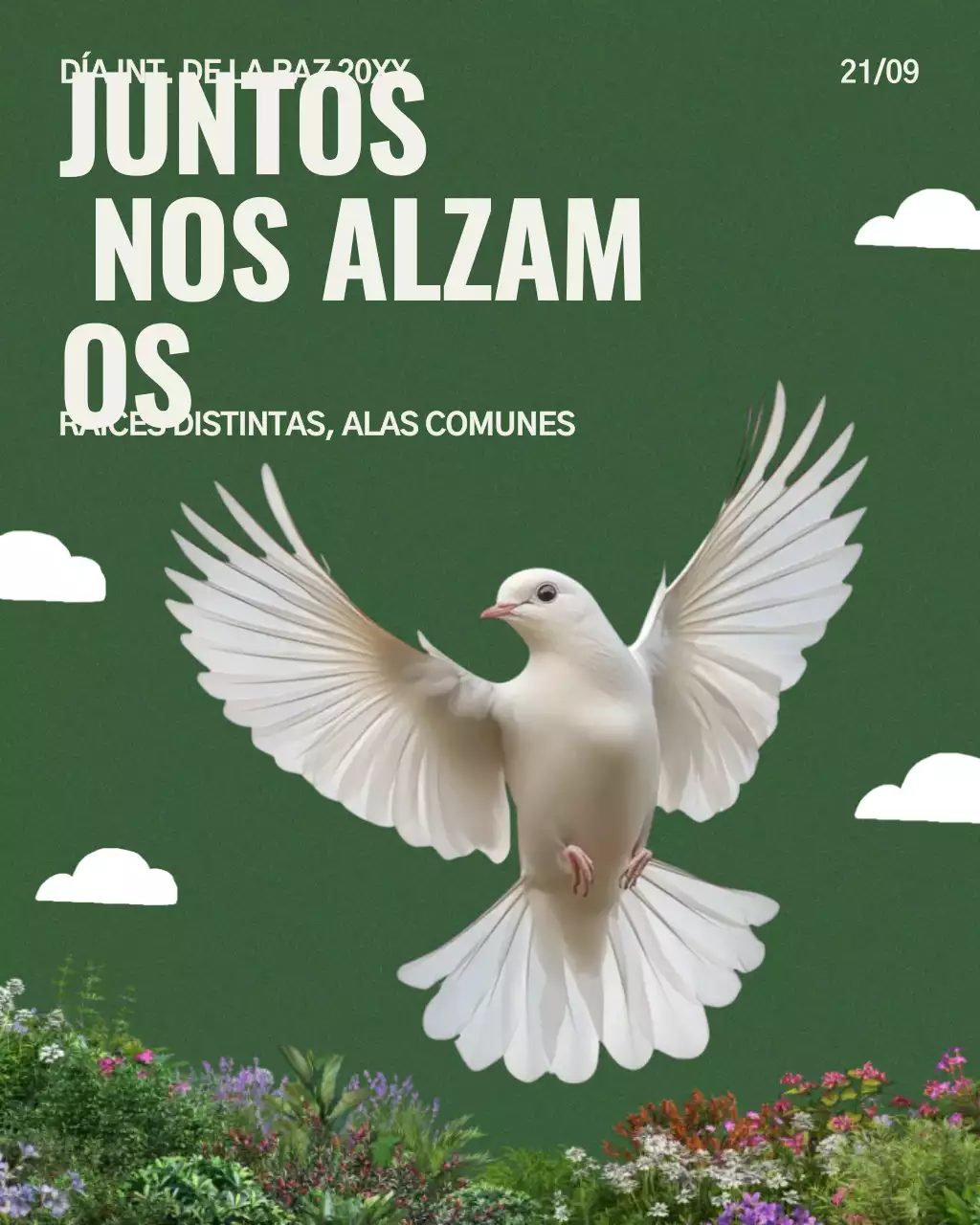 Publicación clásica verde de Instagram del Día Internacional de la Paz