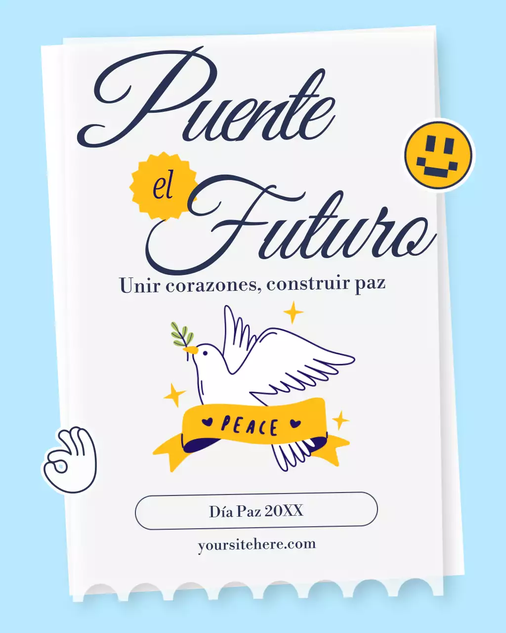 Publicación de Instagram del anuncio de paz moderna blanca