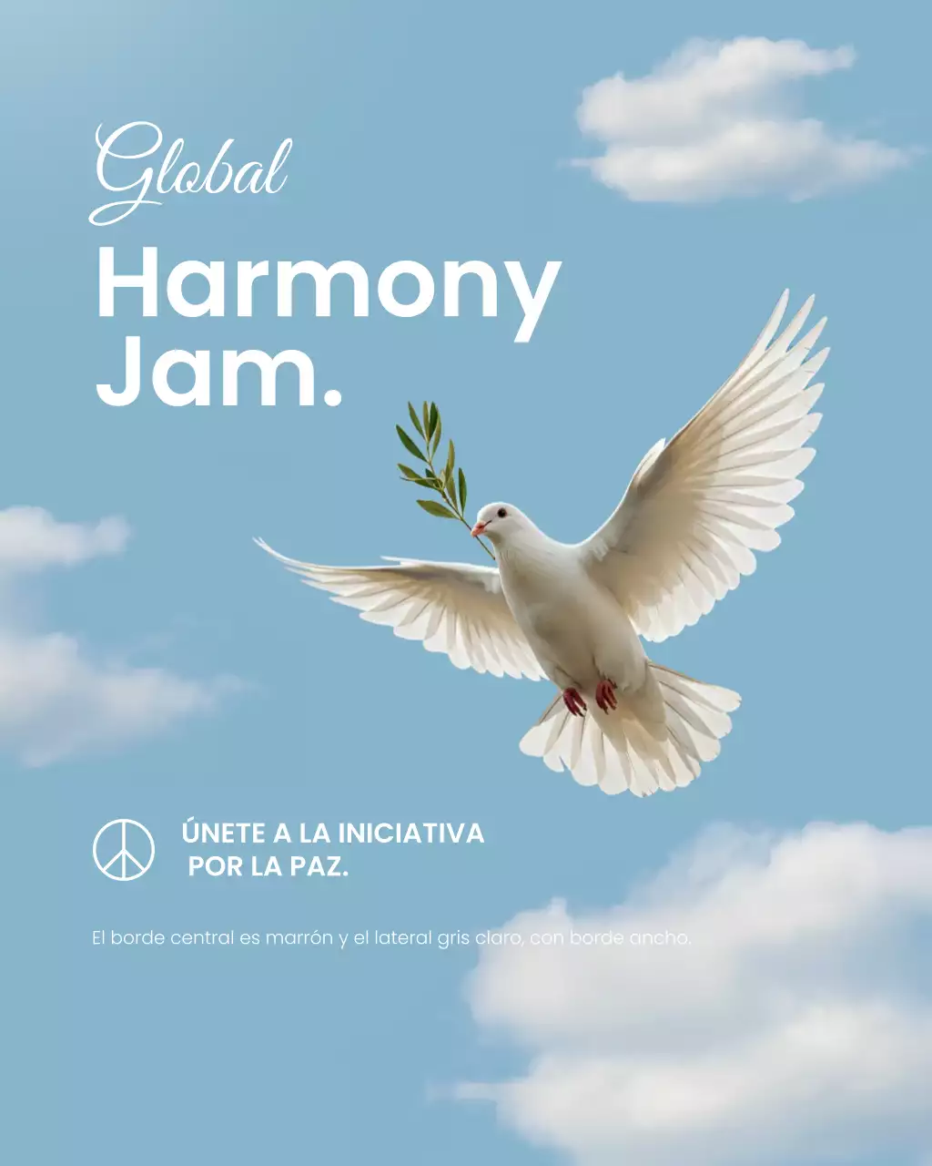 Publicación elegante en Instagram del Día Internacional de la Paz en azul