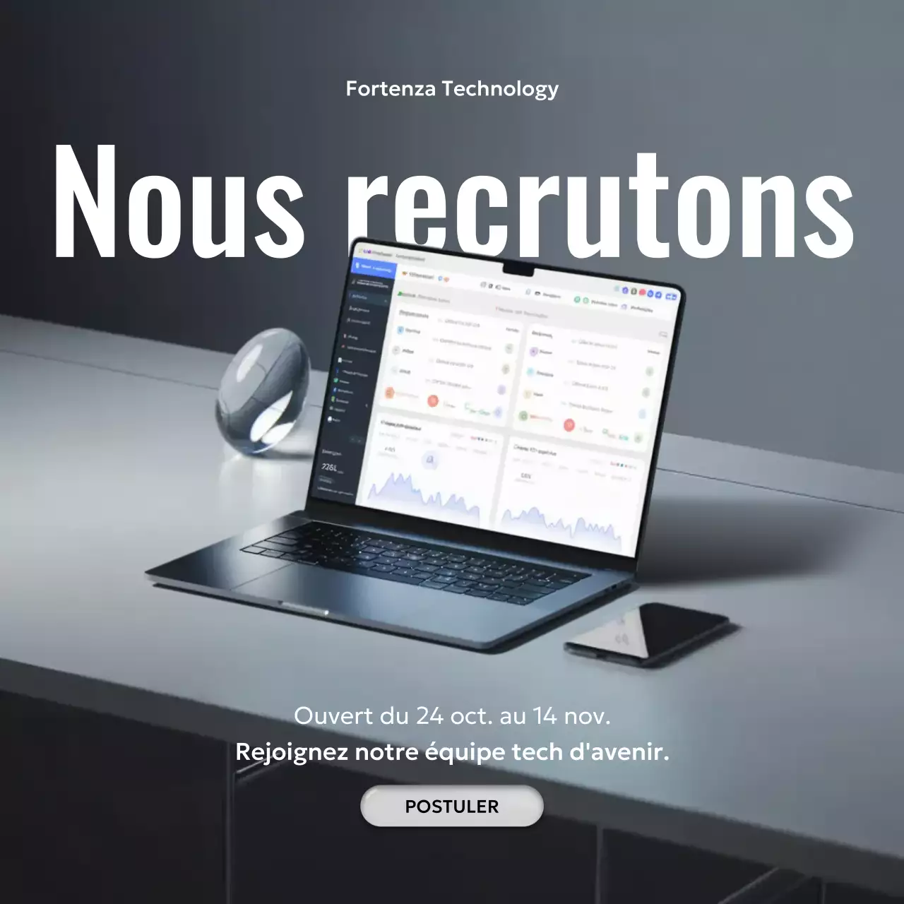 Publication Instagram de l'annonce de recrutement de Grey Modern