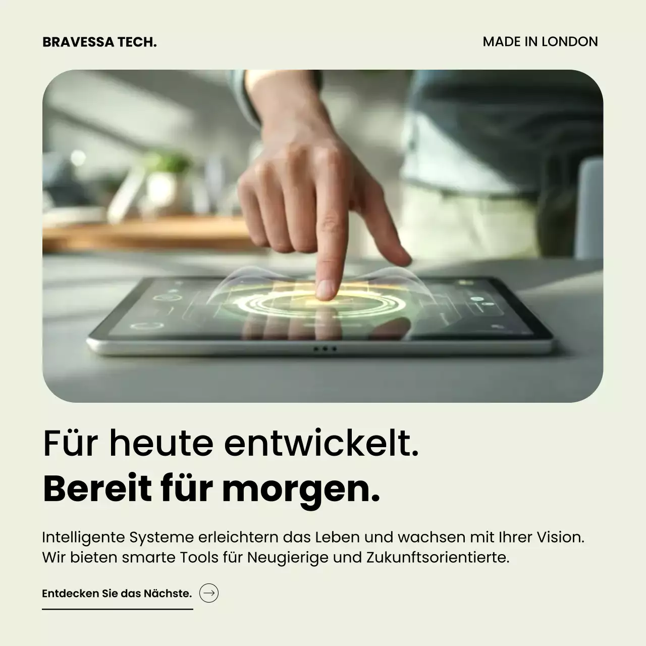 Instagram-Post zur Förderung von Beige Modern Tech