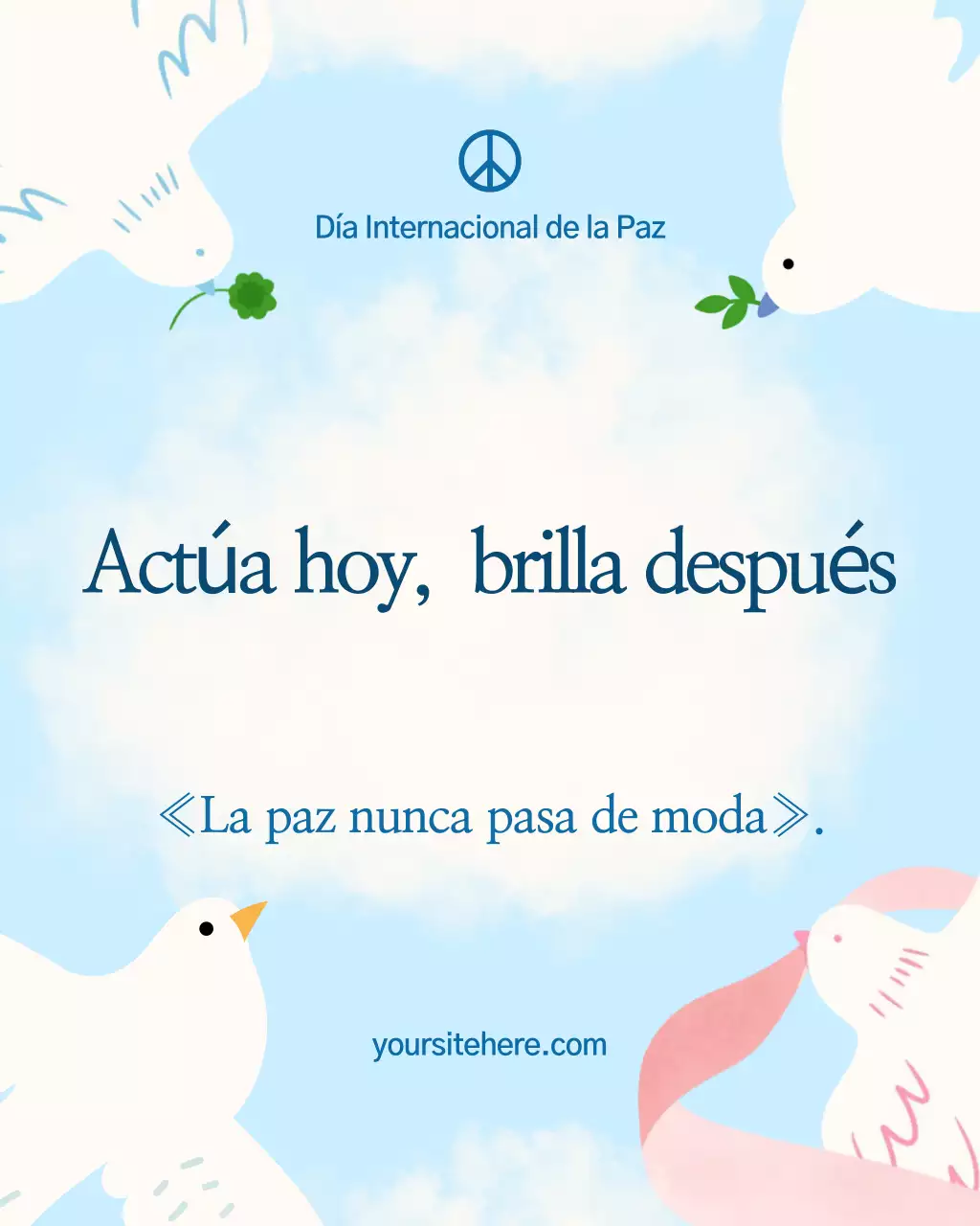 Publicación de Instagram del anuncio de Blue Minimal Peace