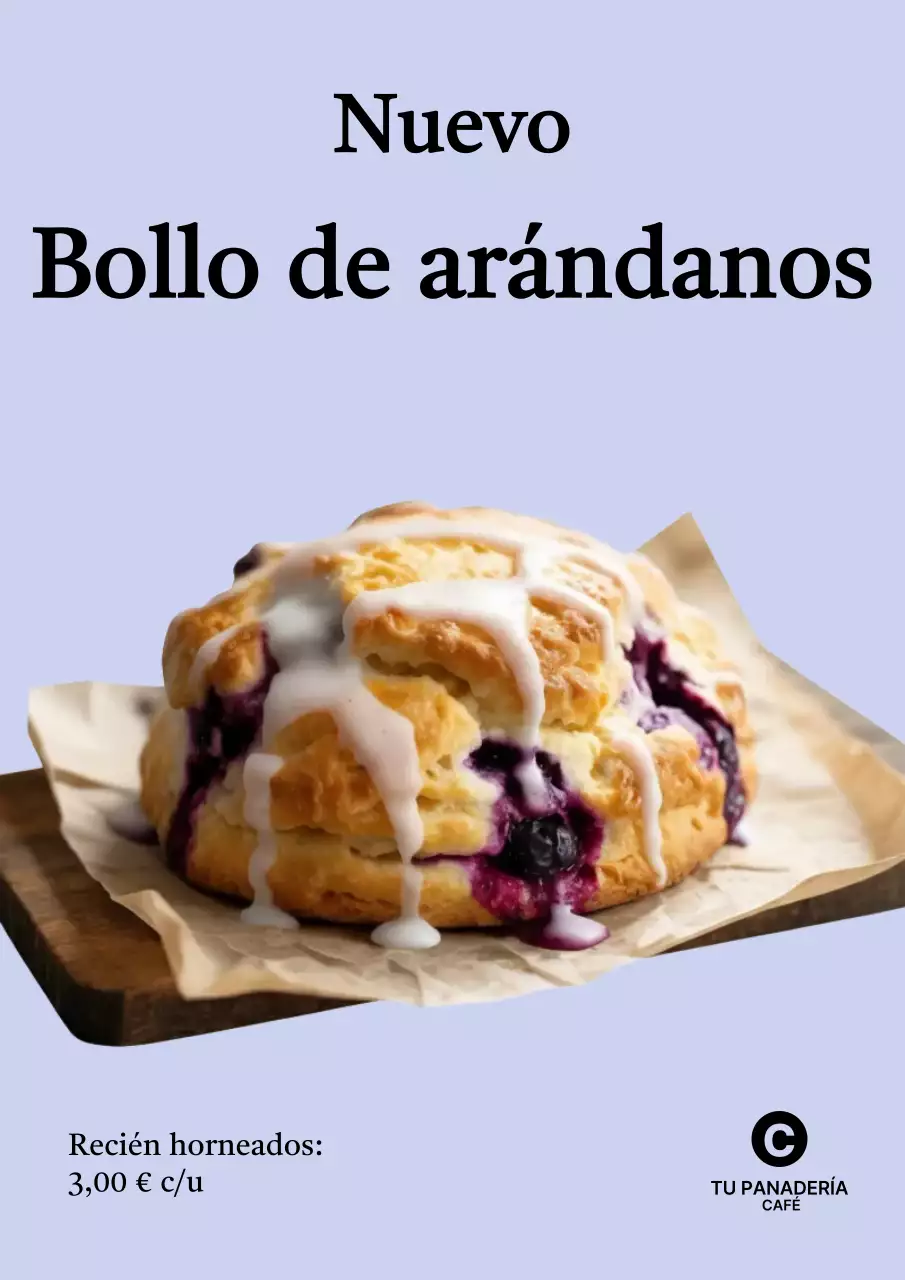 Anuncio de panadería moderna azul