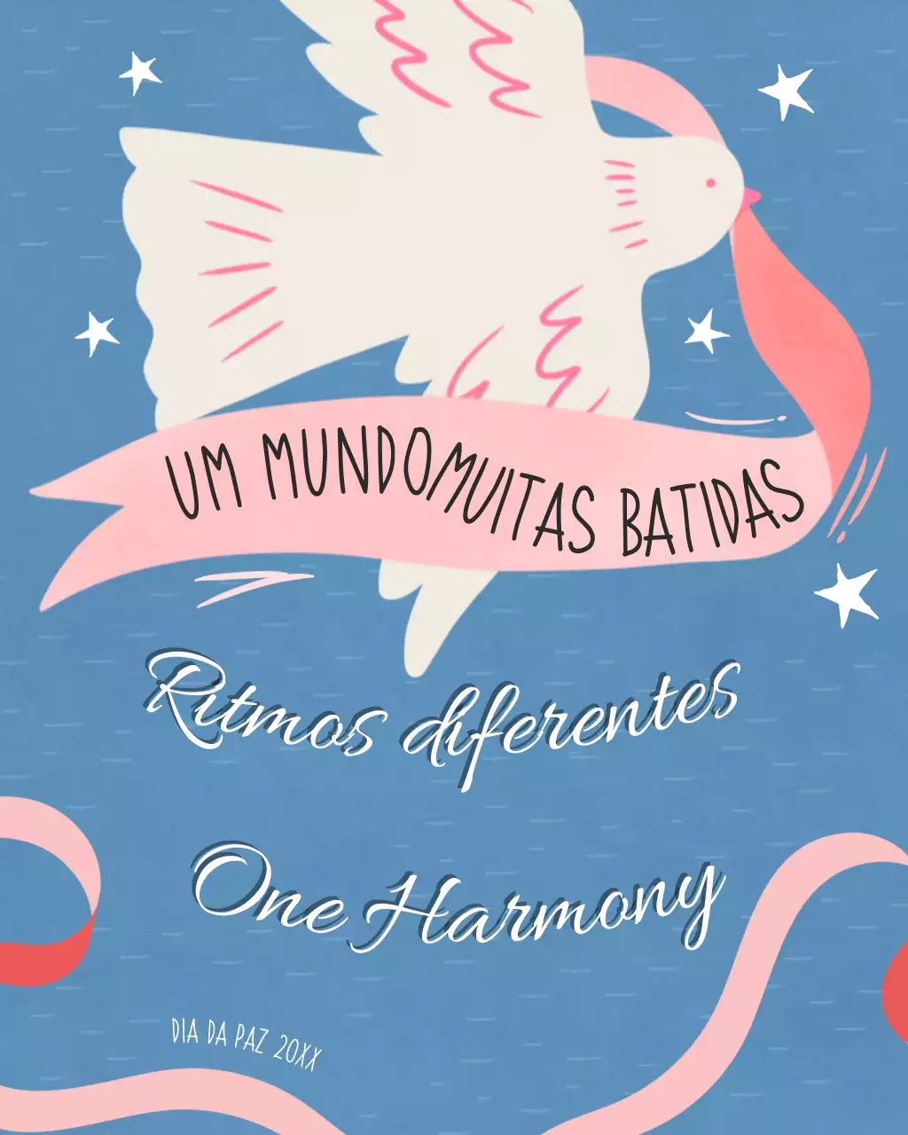 Postagem ilustrativa moderna do Dia Internacional da Paz em azul e rosa no Instagram