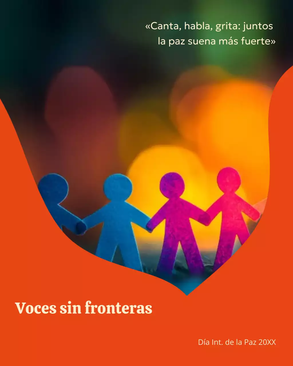 Publicación ilustrativa naranja de Instagram sobre el Día Internacional de la Paz