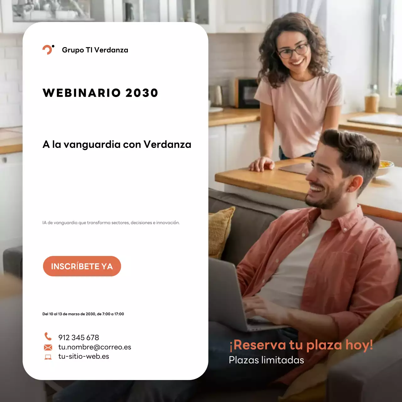 Publicación de Instagram del anuncio del seminario web sobre inteligencia artificial moderna de Orange