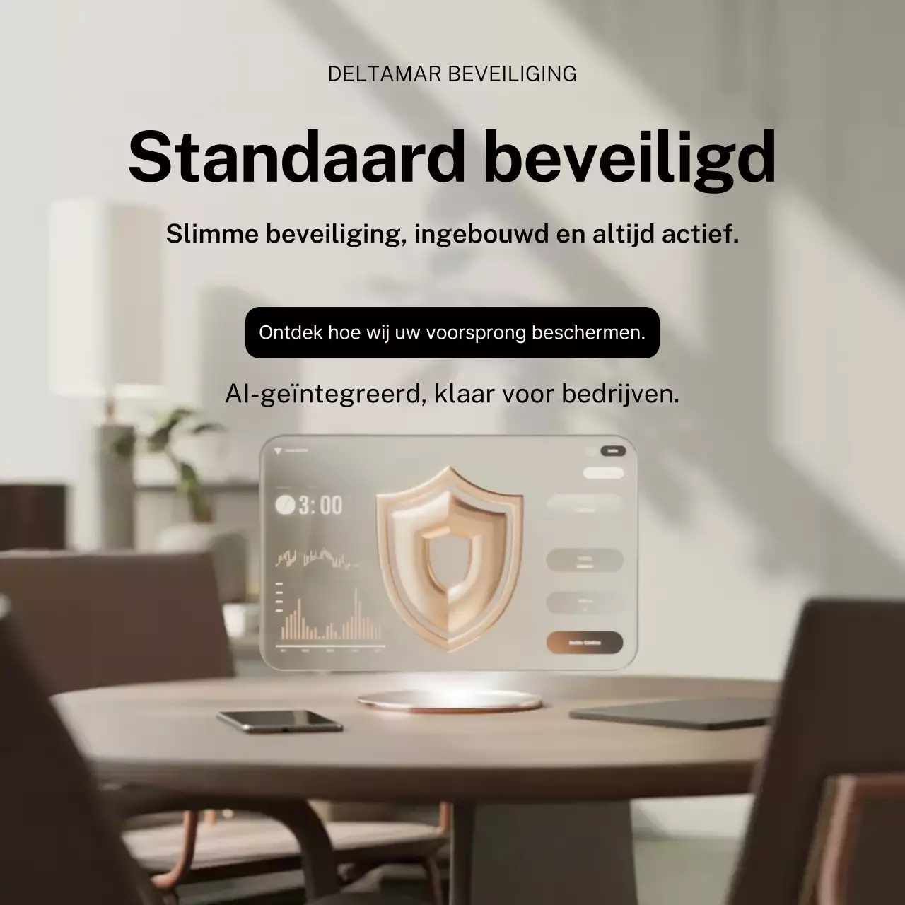 Beige moderne beveiligingsadvertentie Instagram-bericht