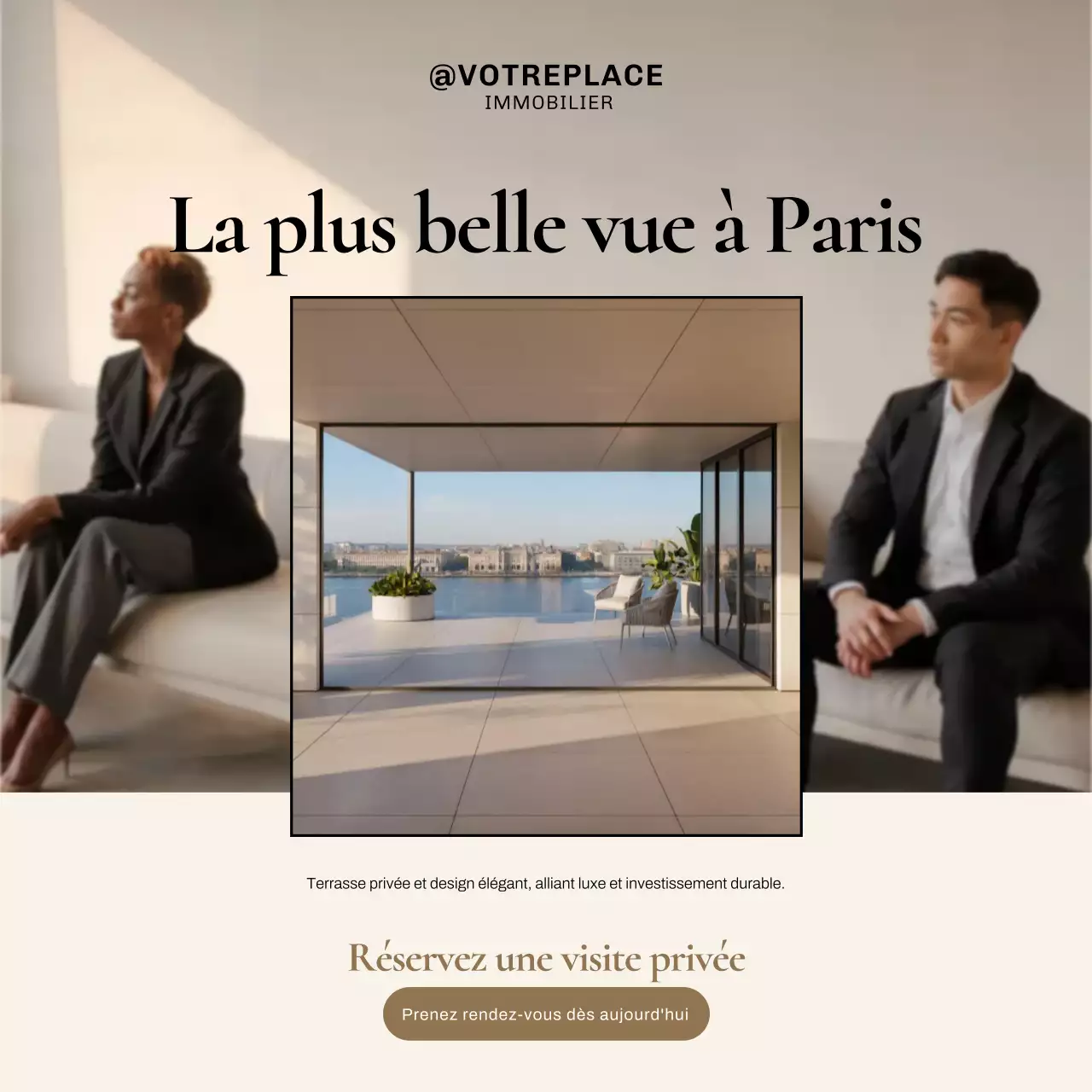Publication Instagram sur une promotion immobilière élégante et beige
