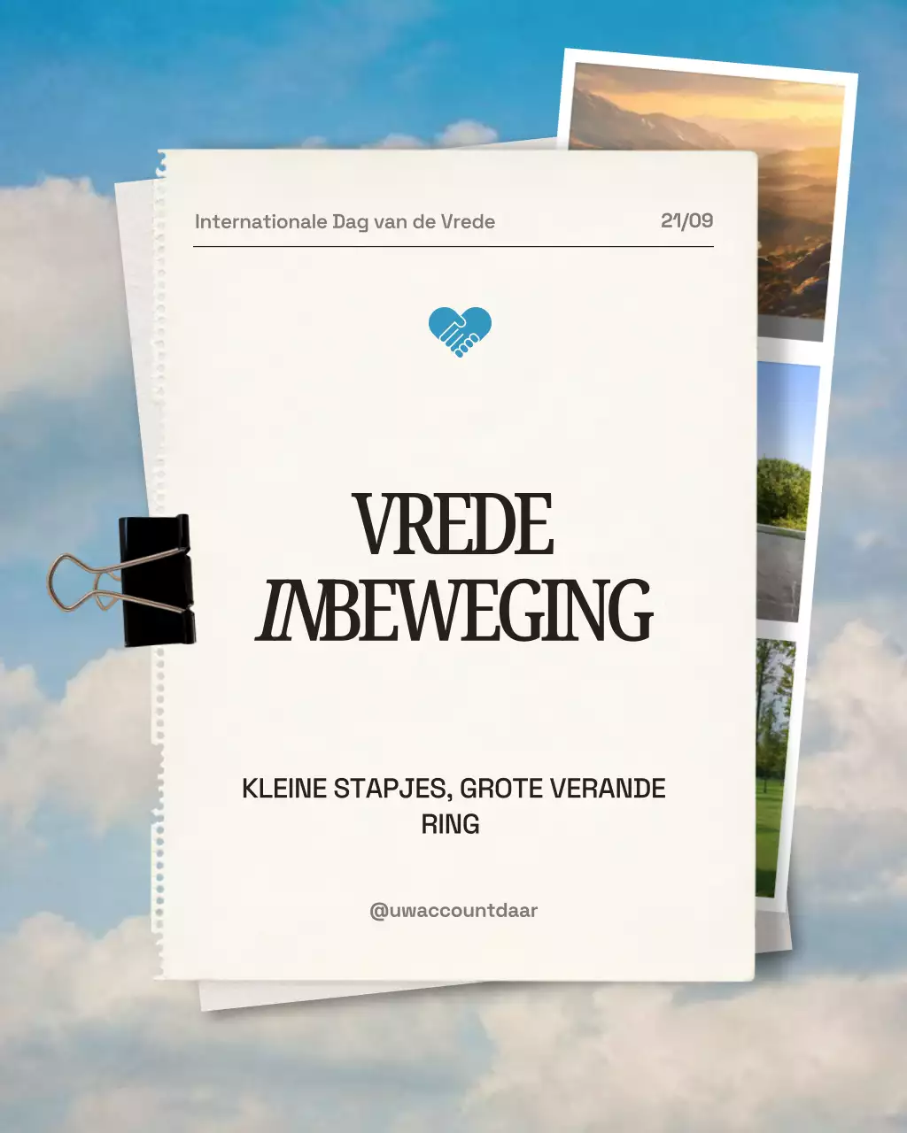 Instagram-bericht over de aankondiging van de Witte Moderne Vrede