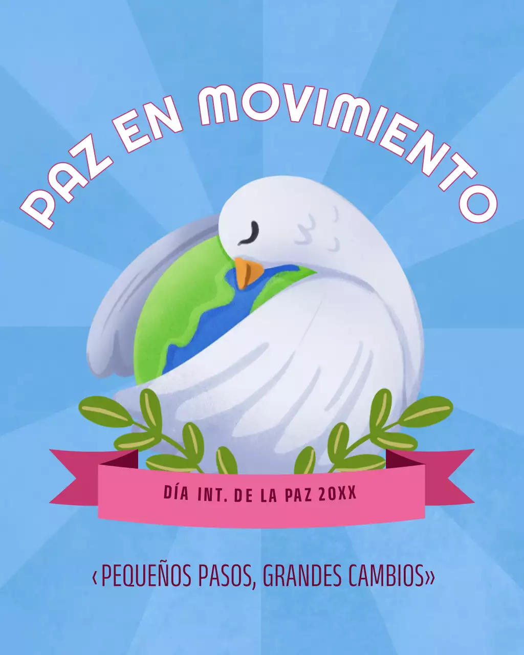 Publicación ilustrativa en Instagram del Día Internacional de la Paz en azul y rosa