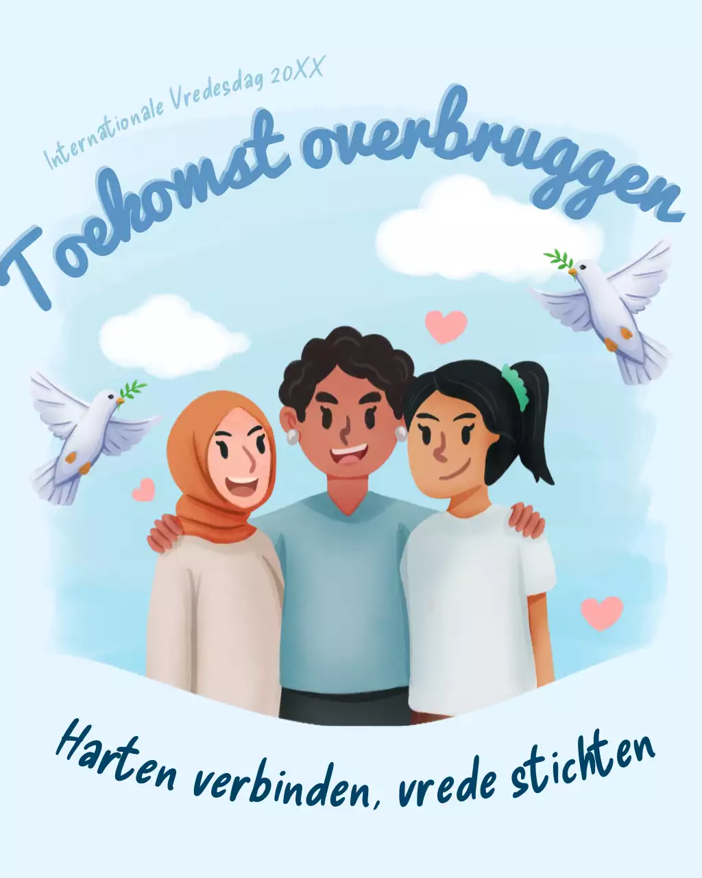 Blauwe illustratieve Instagram-post voor Internationale Vredesdag