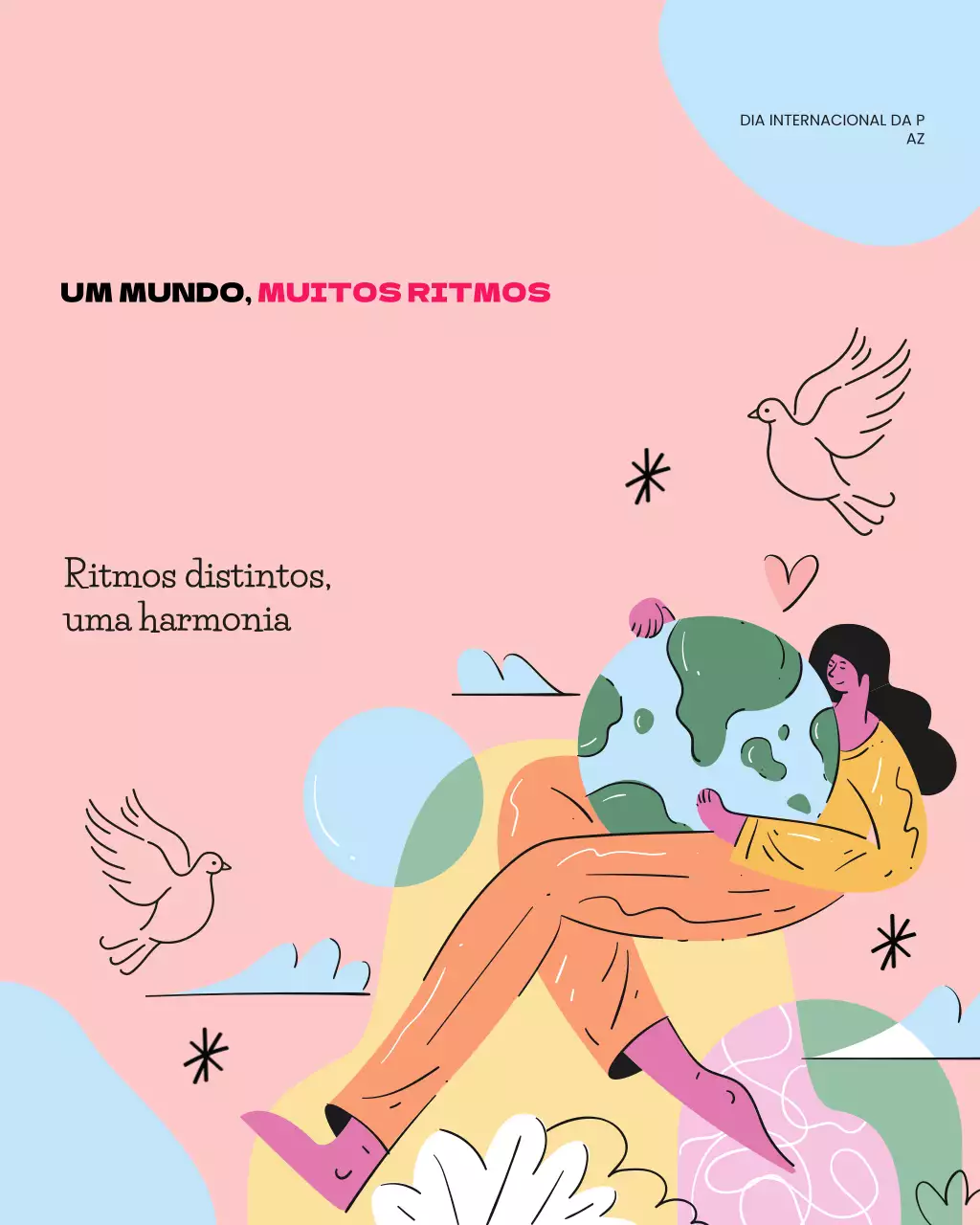 Publicação de anúncio de paz desenhada à mão branca no Instagram