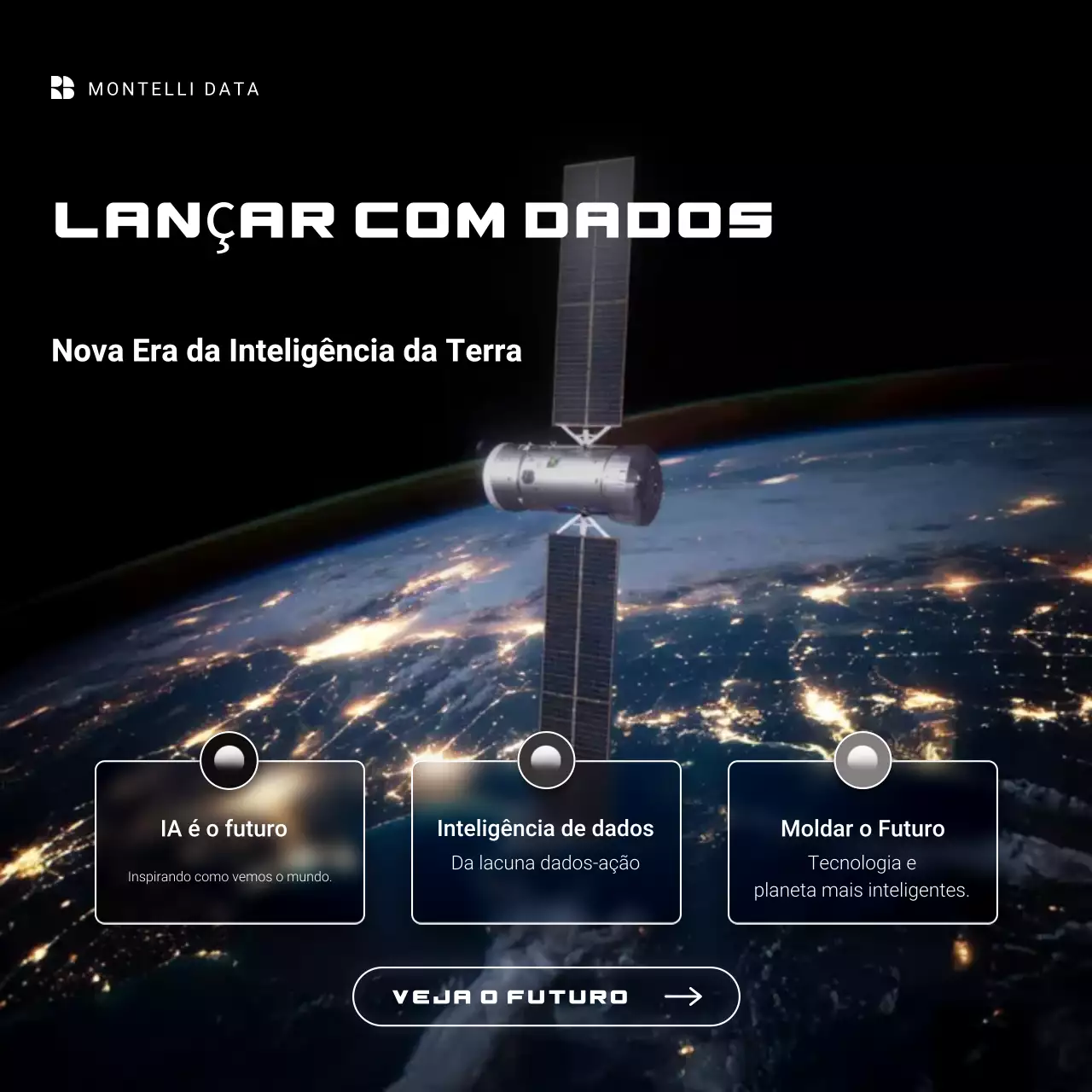 Postagem de promoção de dados futuristas em preto no Instagram