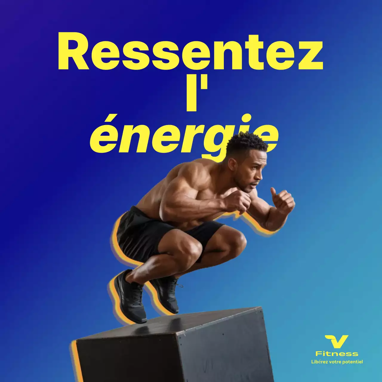 promotion de fitness bleu audacieux