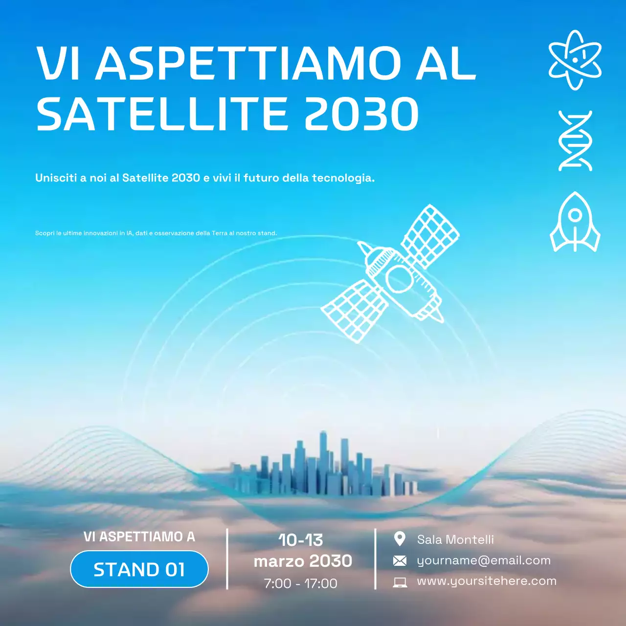 Post Instagram sulla mostra tecnologica futuristica blu