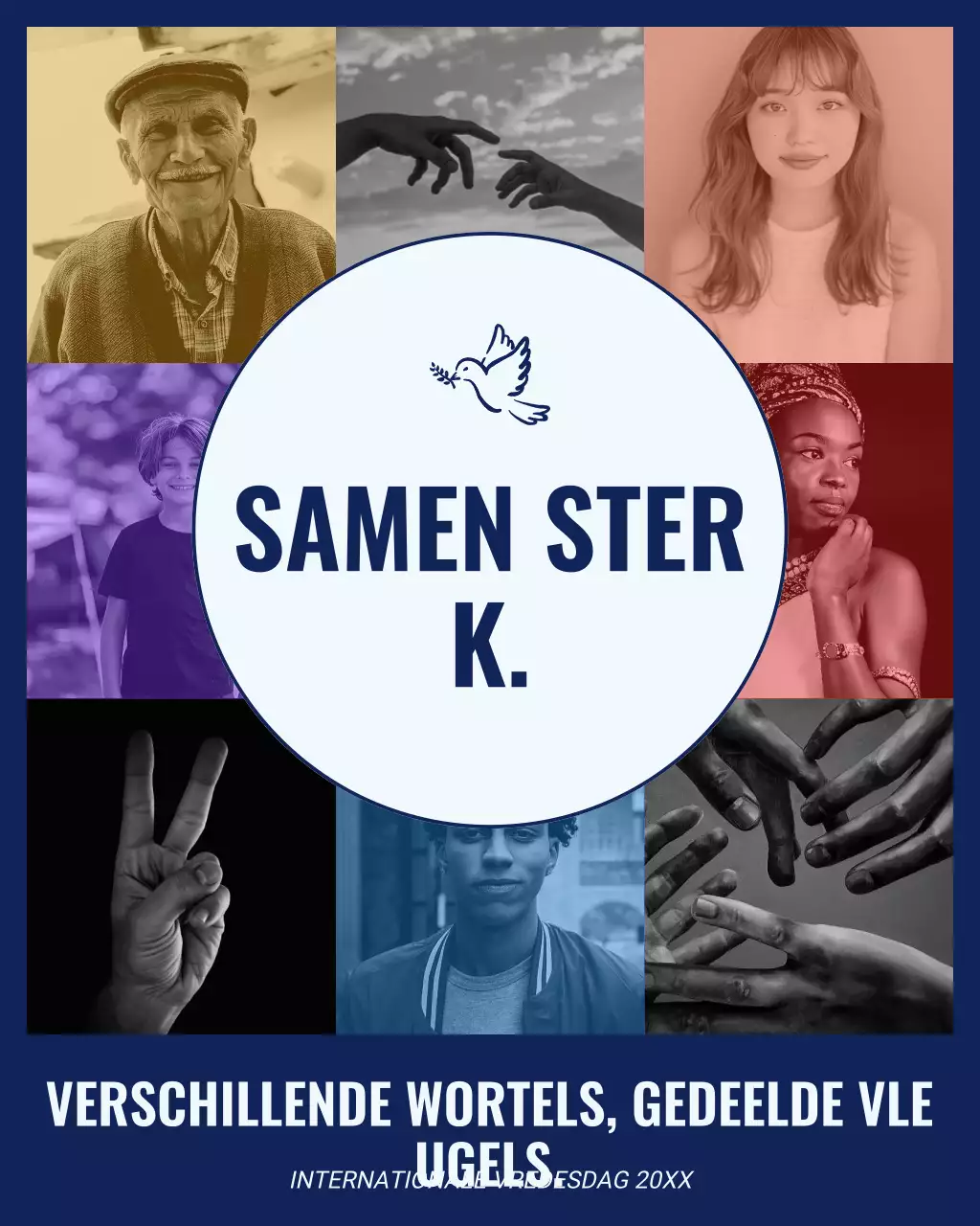 Blauw en wit opvallend modern Instagram-bericht voor Internationale Vredesdag