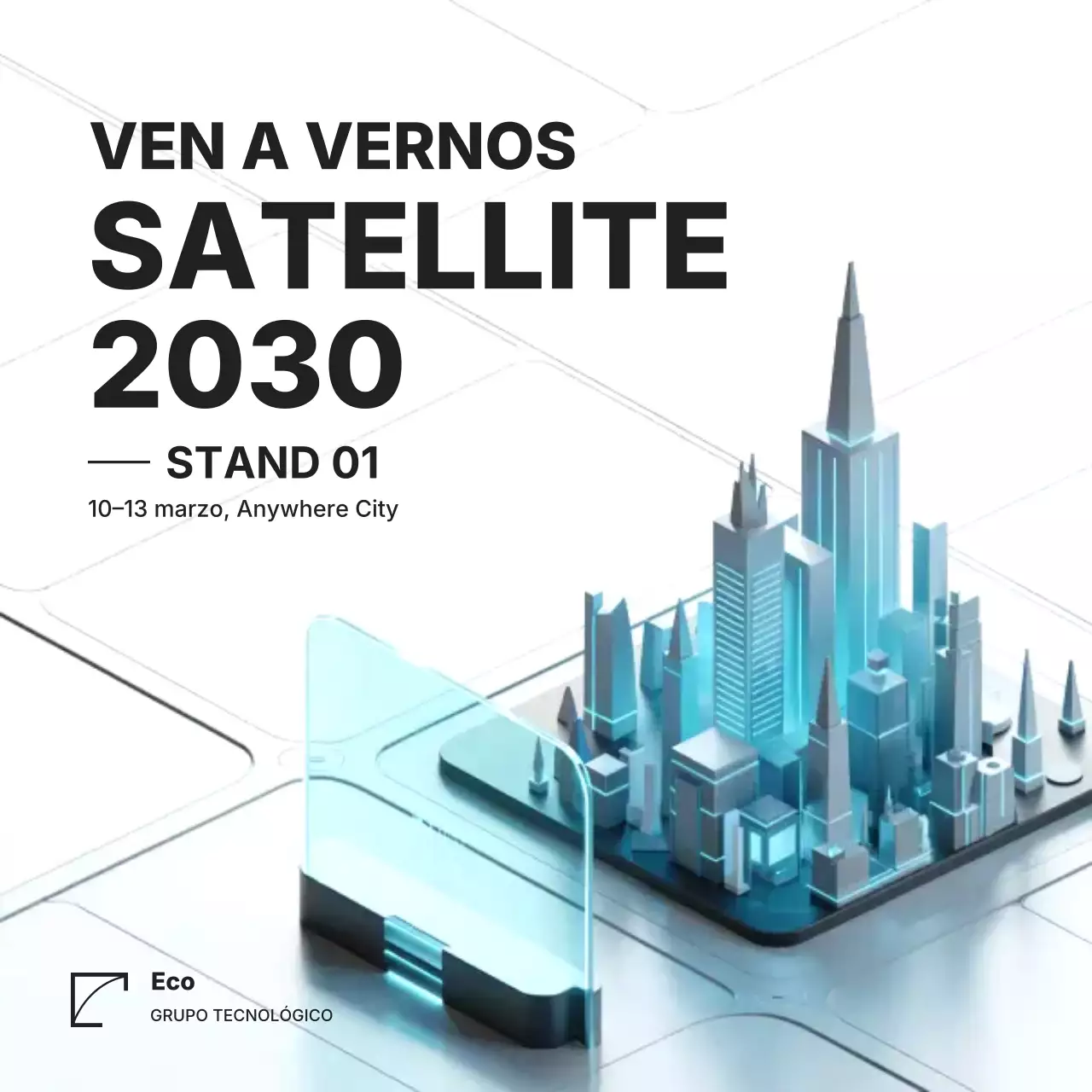 Publicación de Instagram del anuncio de la exposición Blue Futuristic Tech