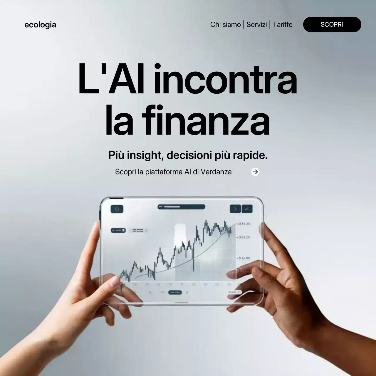 Post Instagram sulla promozione della finanza con intelligenza artificiale moderna grigia