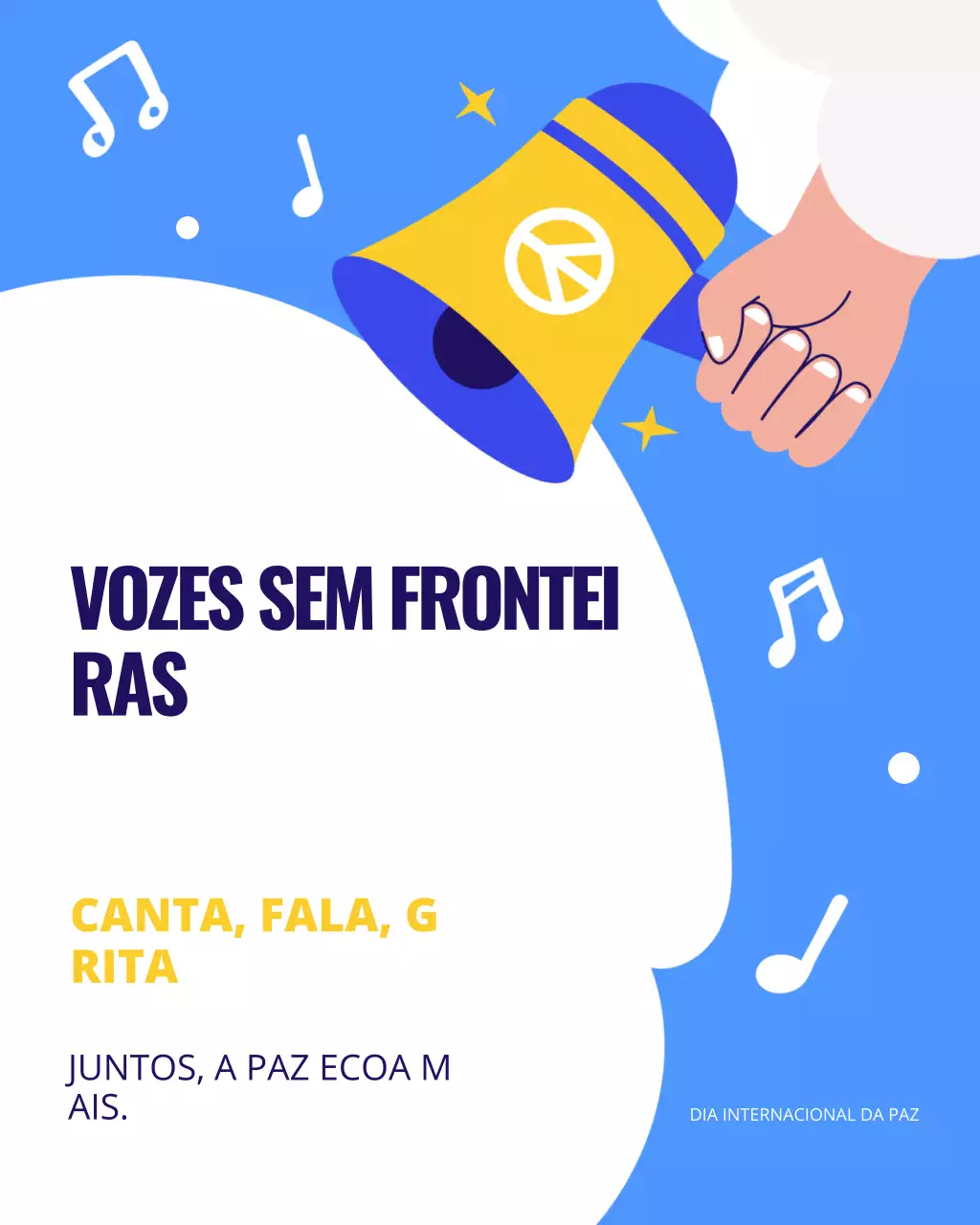 Postagem ilustrativa em azul e branco do Dia Internacional da Paz no Instagram