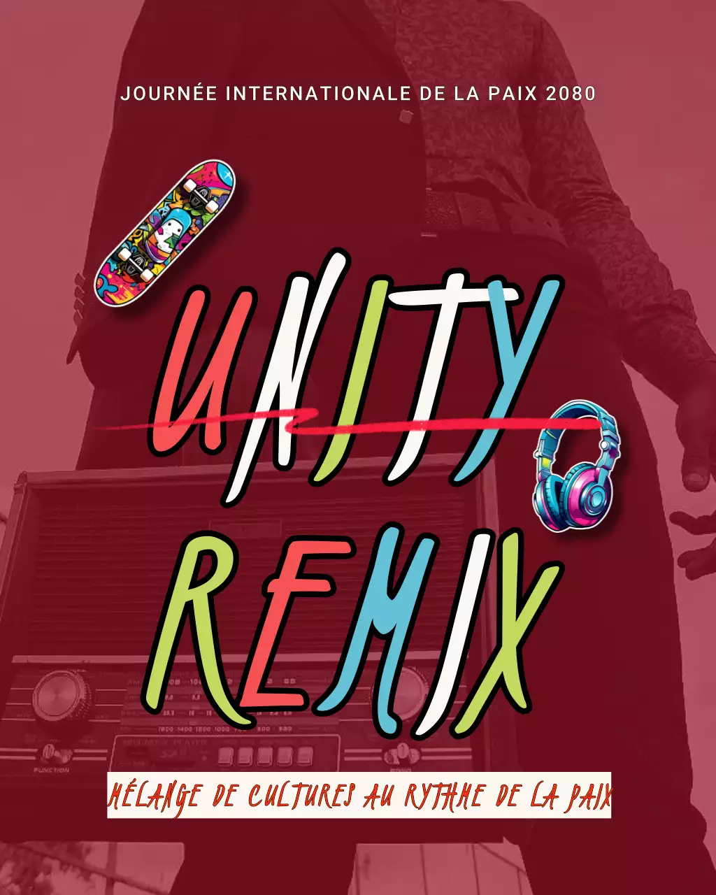 Journée internationale de la paix au néon urbain coloré