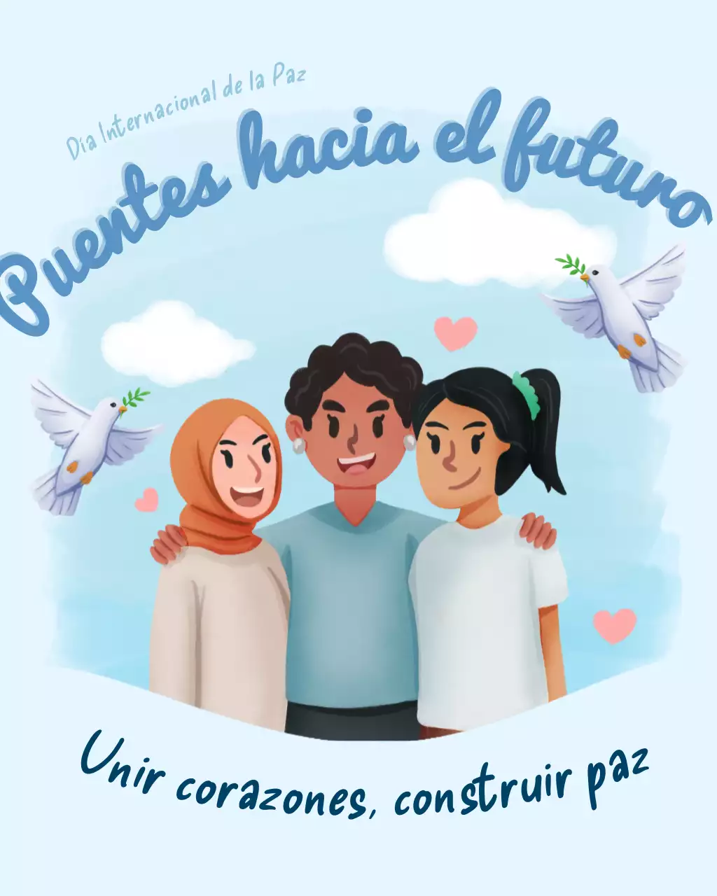 Publicación ilustrativa azul de Instagram del Día Internacional de la Paz