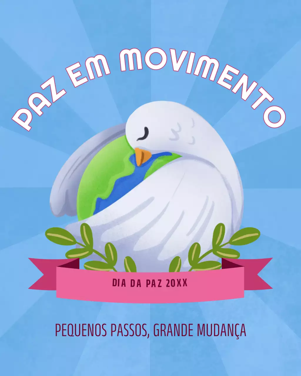Postagem ilustrativa em azul e rosa do Dia Internacional da Paz no Instagram