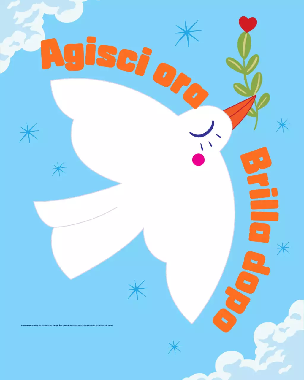 Post Instagram illustrativo in grassetto blu per la Giornata internazionale della pace