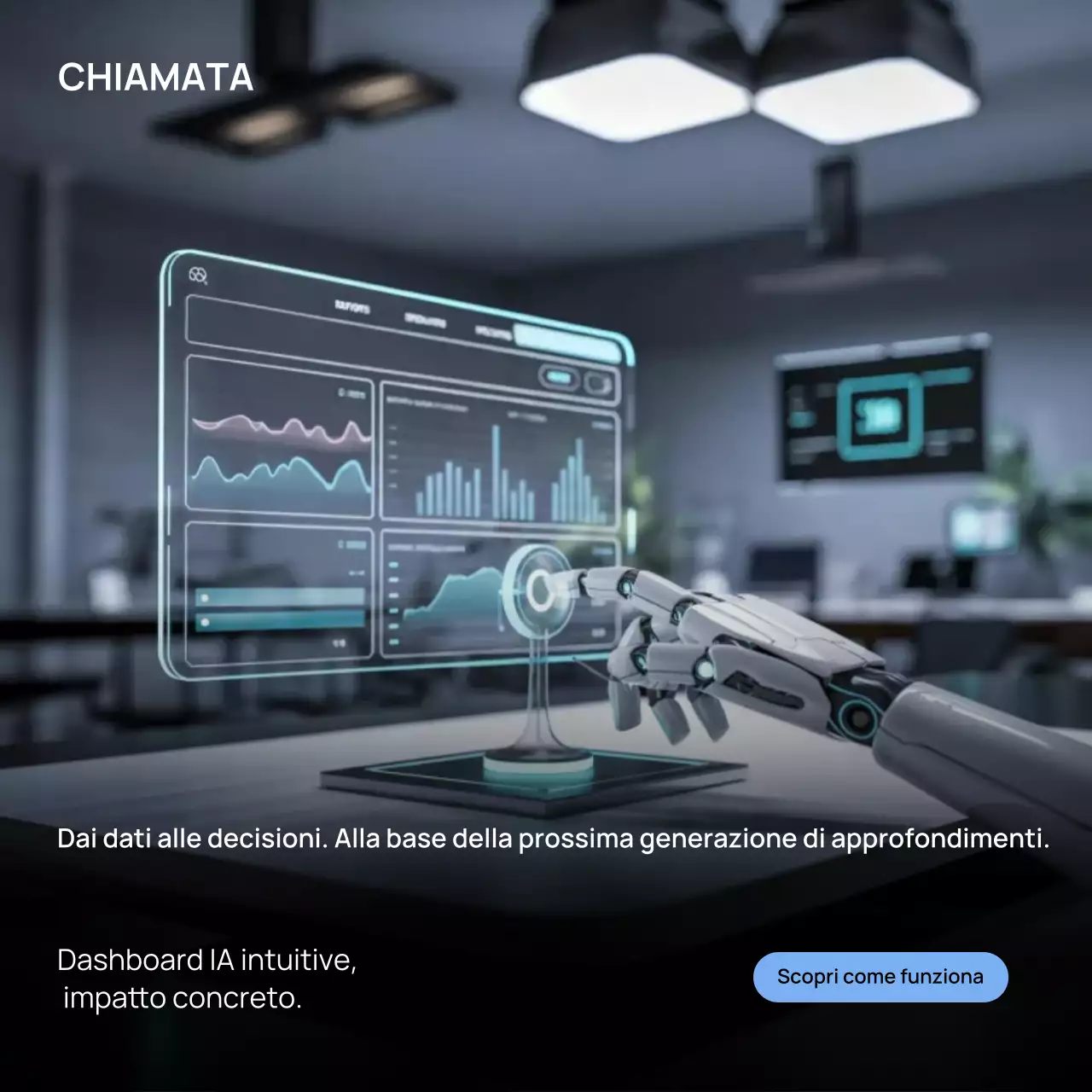 Pubblicità di analisi dell'intelligenza artificiale moderna grigia su Instagram