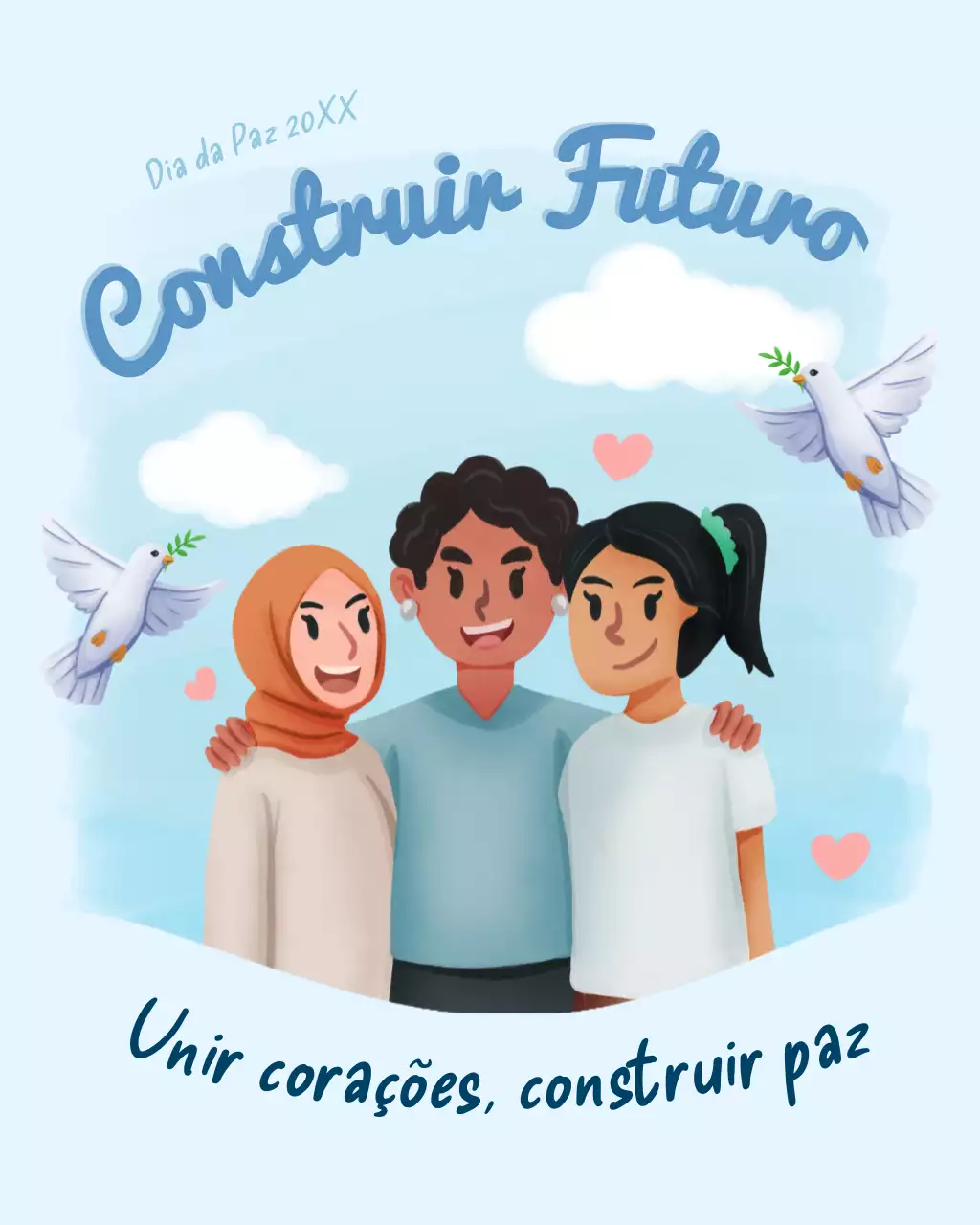 Postagem ilustrativa azul do Instagram sobre o Dia Internacional da Paz