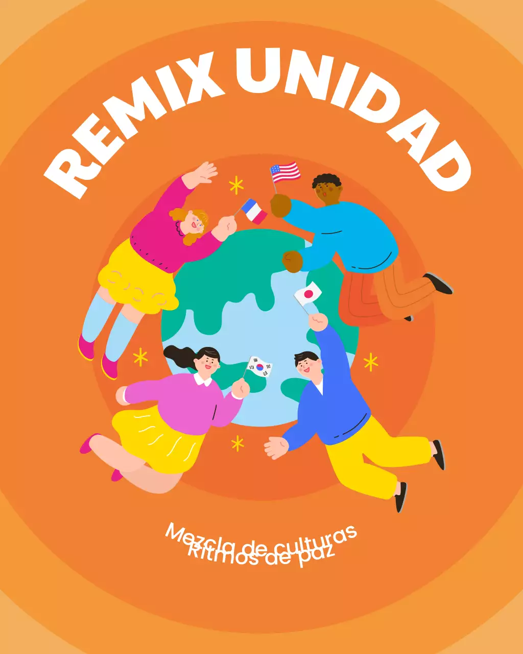 Publicación ilustrativa naranja de Instagram sobre el Día Internacional de la Paz