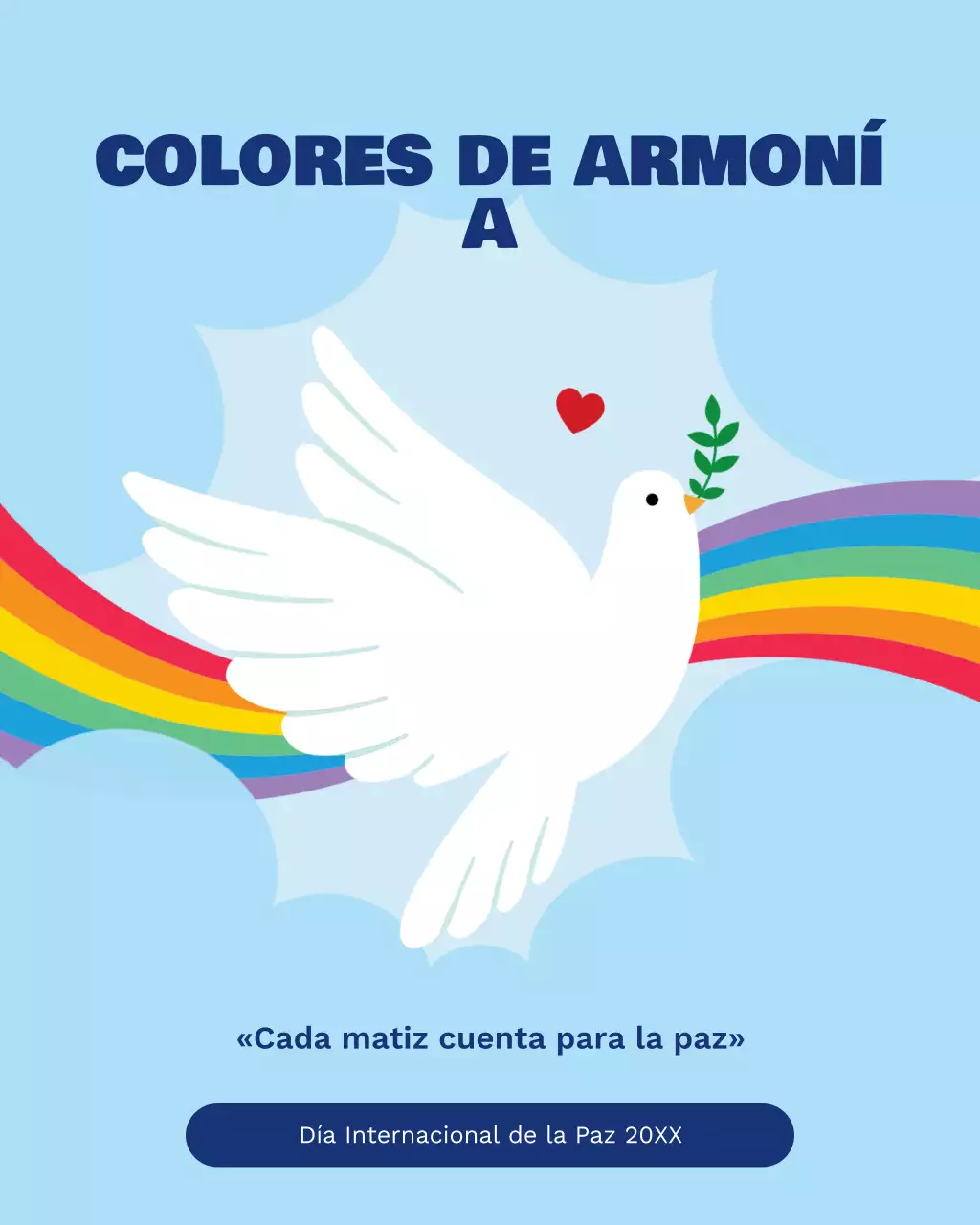 Publicación ilustrativa azul de Instagram del Día Internacional de la Paz