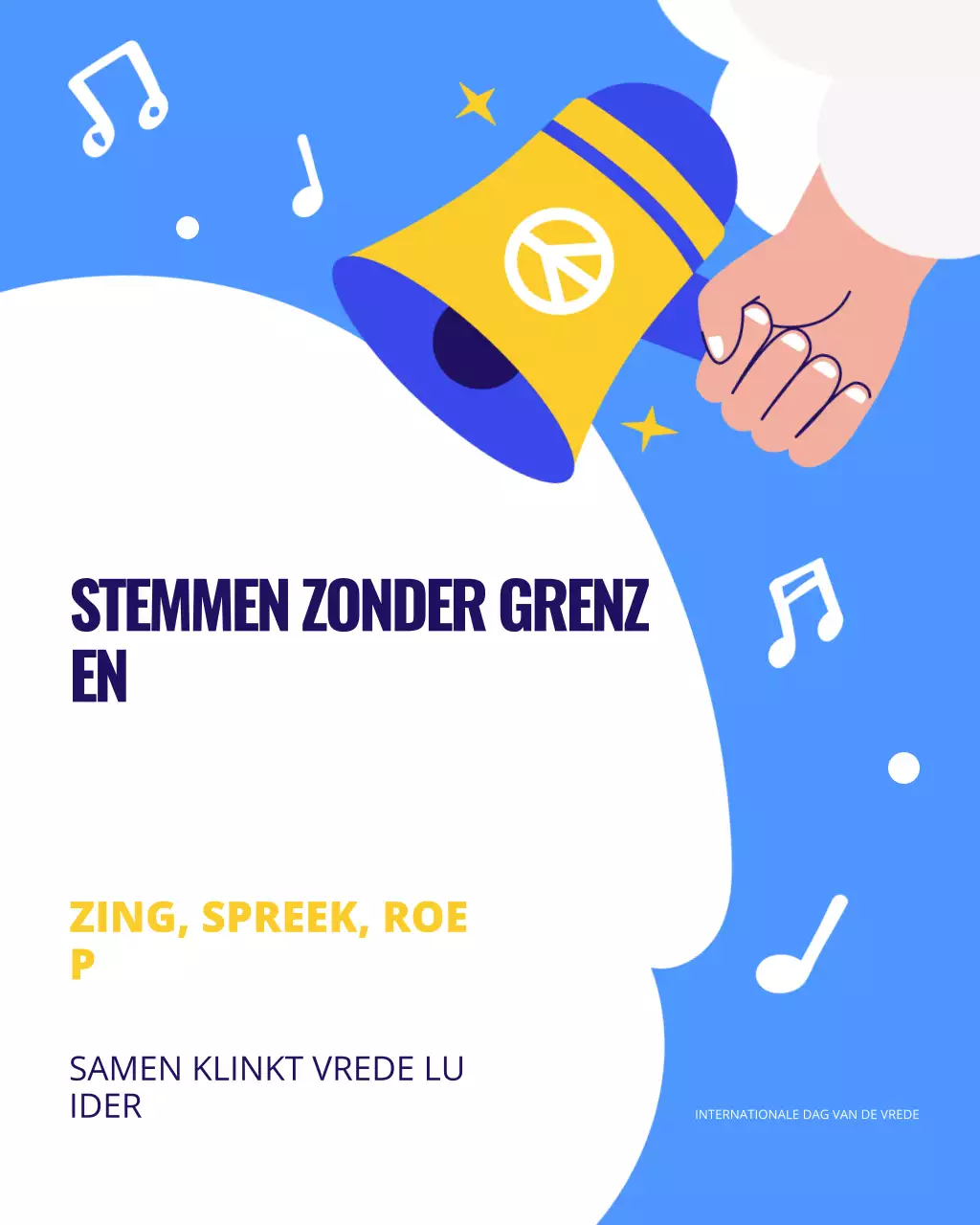 Blauw en wit illustratief Instagram-bericht voor Internationale Vredesdag