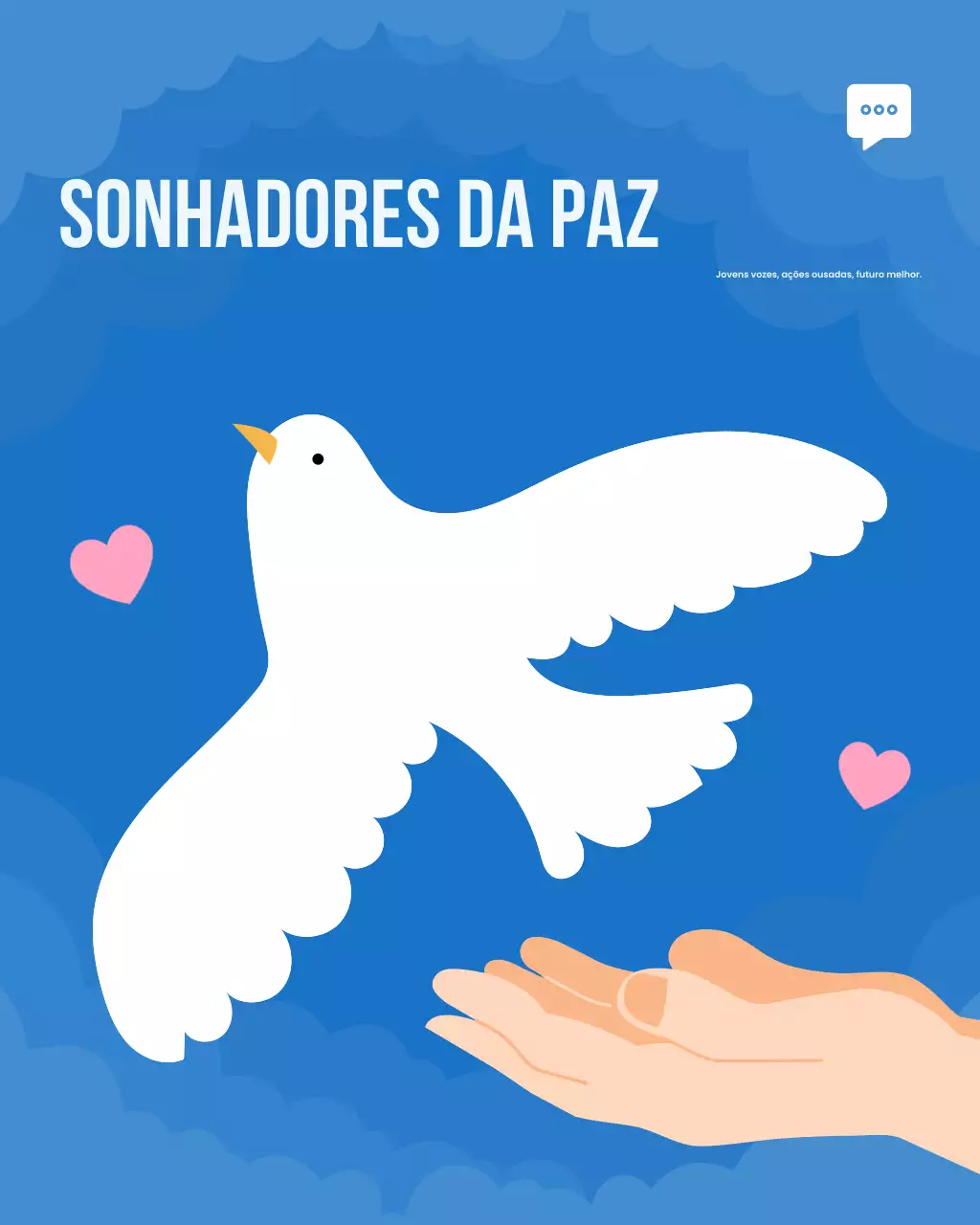 Postagem ilustrativa em azul e branco do Dia Internacional da Paz no Instagram