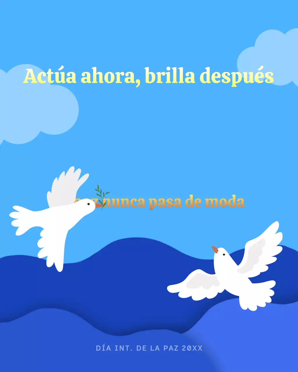 Publicación ilustrativa azul de Instagram del Día Internacional de la Paz